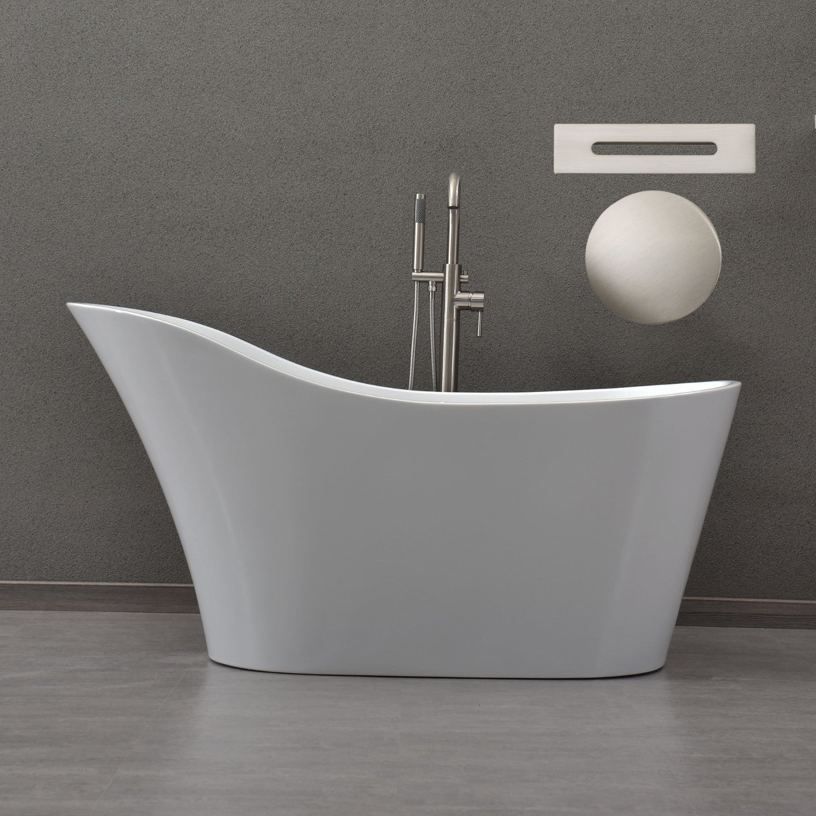 WOODBRIDGE 59" Acrylic Freestanding Bathtub Contemporary Soaking Tub
