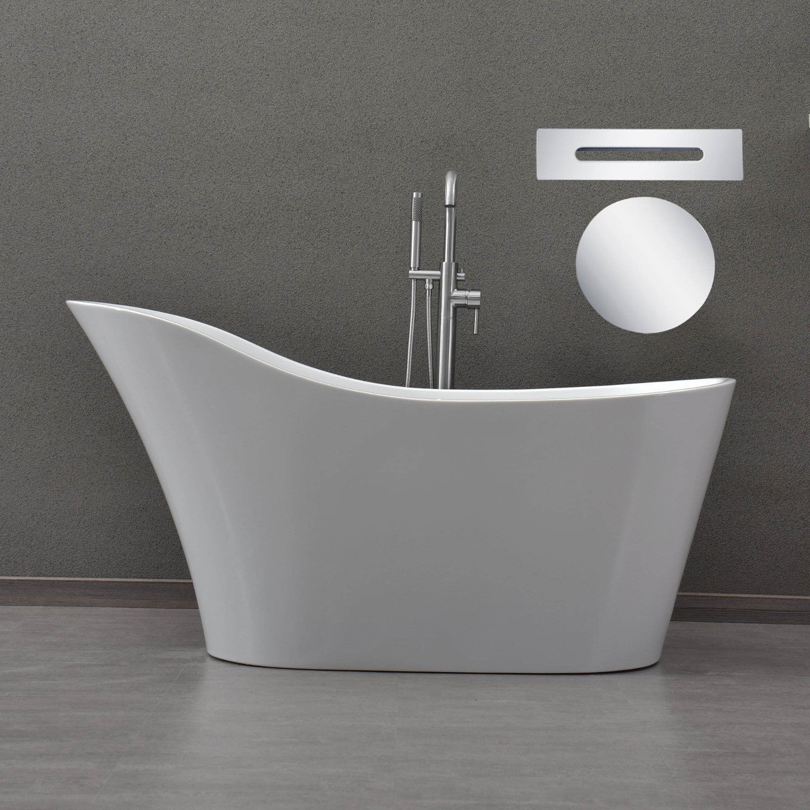WOODBRIDGE 59" Acrylic Freestanding Bathtub Contemporary Soaking Tub