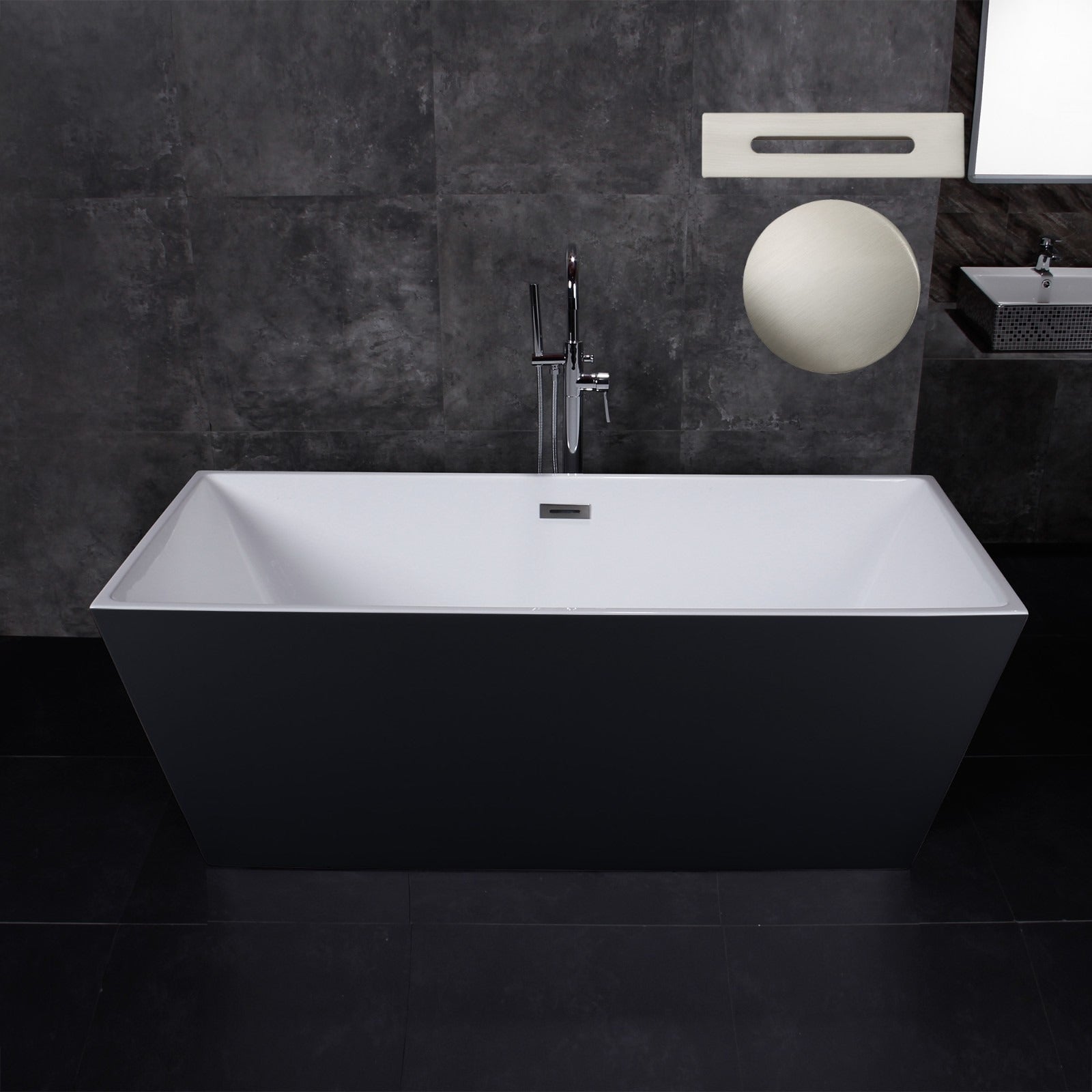 WOODBRIDGE 67" Acrylic Freestanding Bathtub Contemporary Soaking Tub with Drain & Overflow, B1812