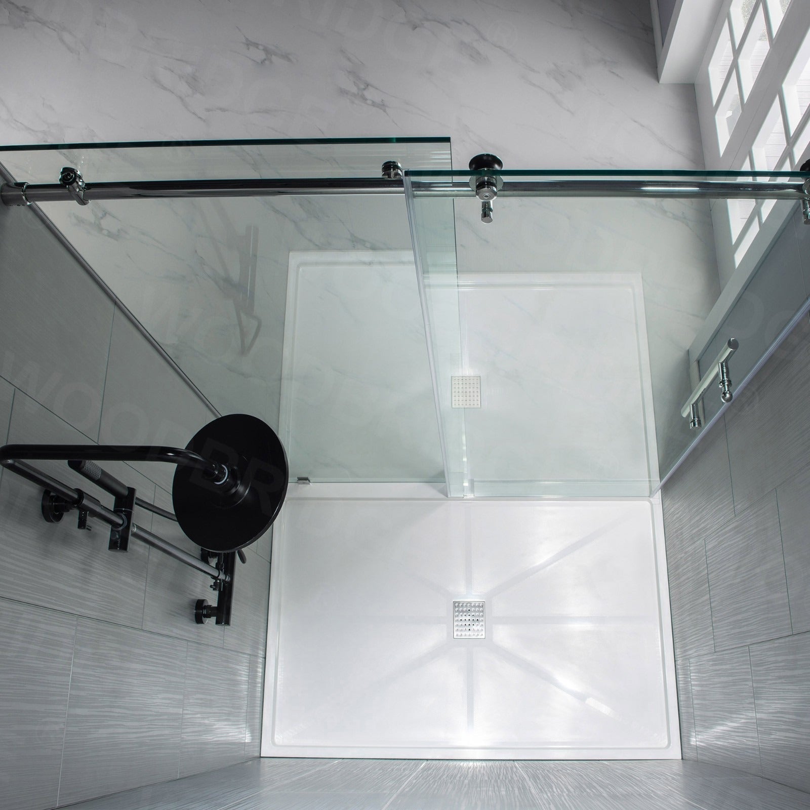 WOODBRIDGE Frameless Shower Doors 44-48" Width x 76"Height with 3/8"(10mm) Clear Tempered Glass, MBSDC4876