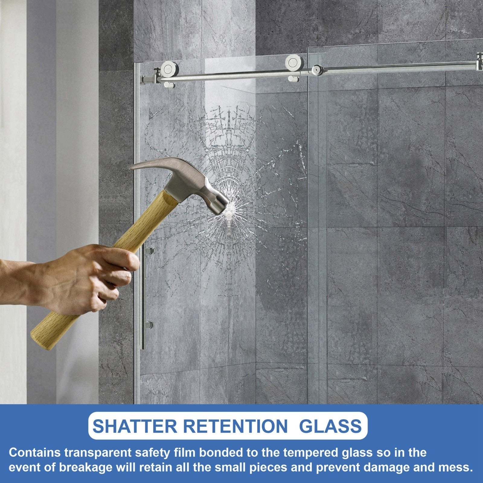 WOODBRIDGE Frameless Shower Doors 44-48" Width x 76"Height with 3/8"(10mm) Clear Tempered Glass, MBSDC4876