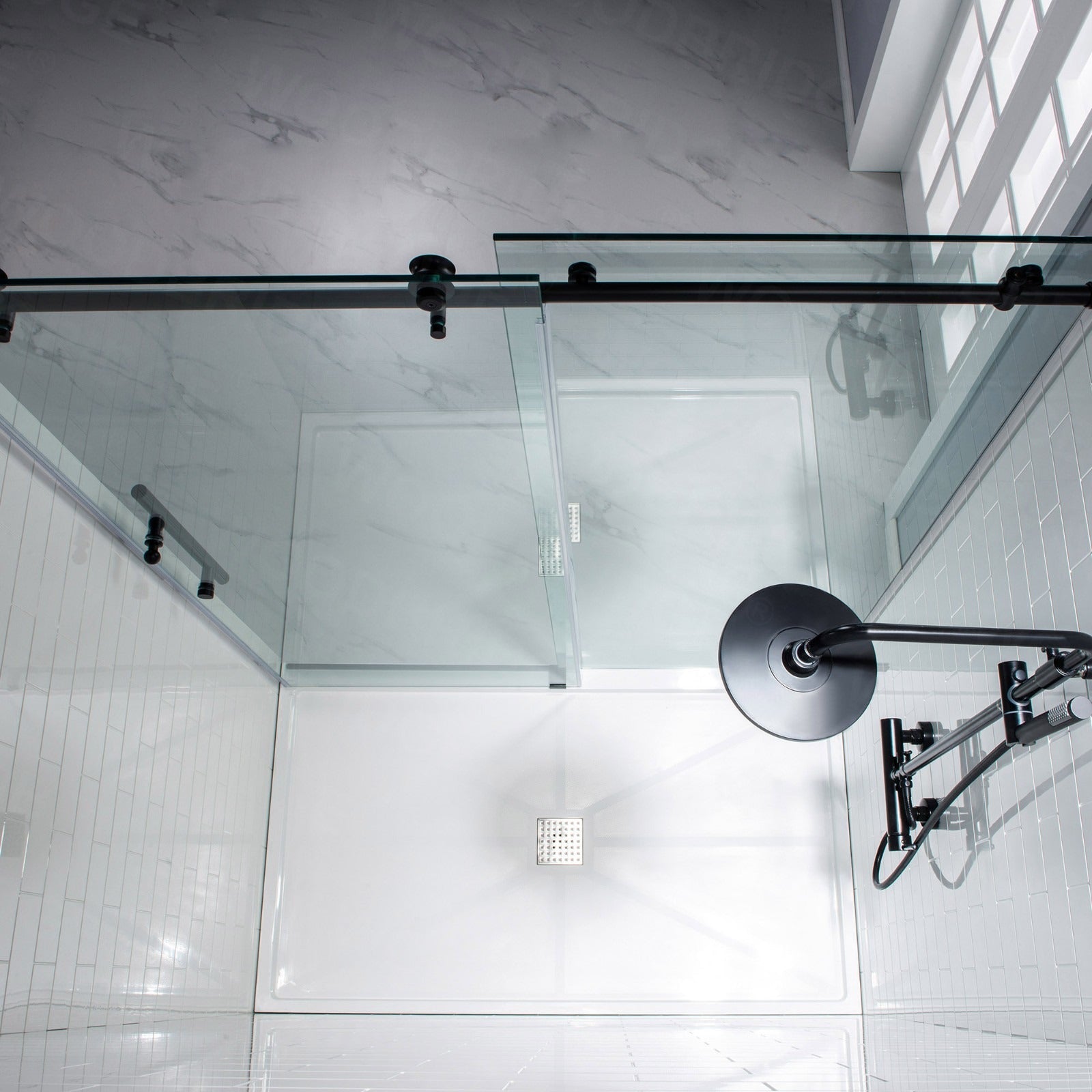 WOODBRIDGE Frameless Shower Doors 44-48" Width x 76"Height with 3/8"(10mm) Clear Tempered Glass, MBSDC4876