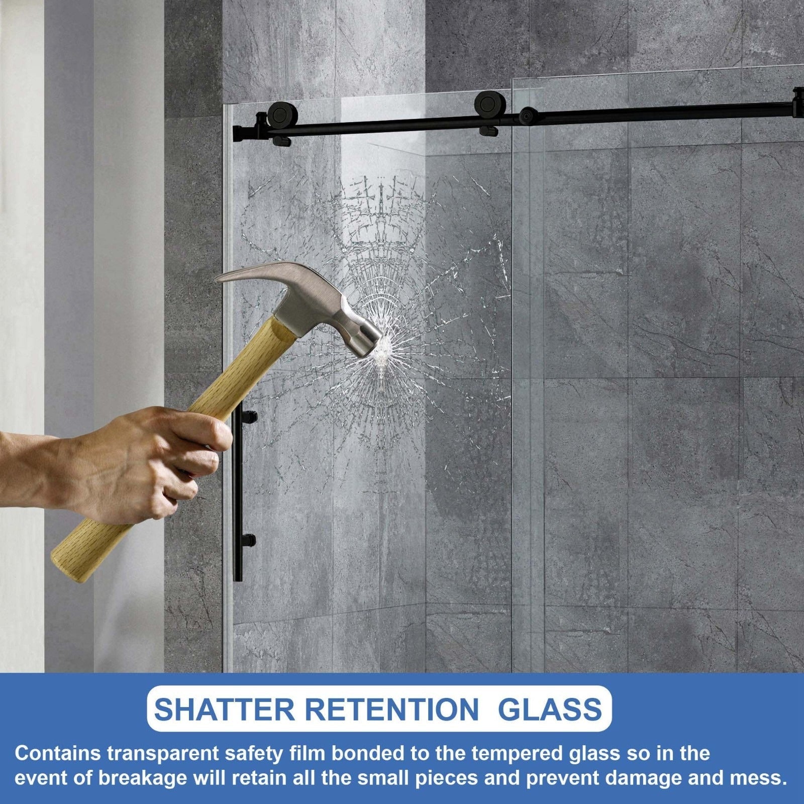 WOODBRIDGE Frameless Shower Doors 44-48" Width x 76"Height with 3/8"(10mm) Clear Tempered Glass, MBSDC4876