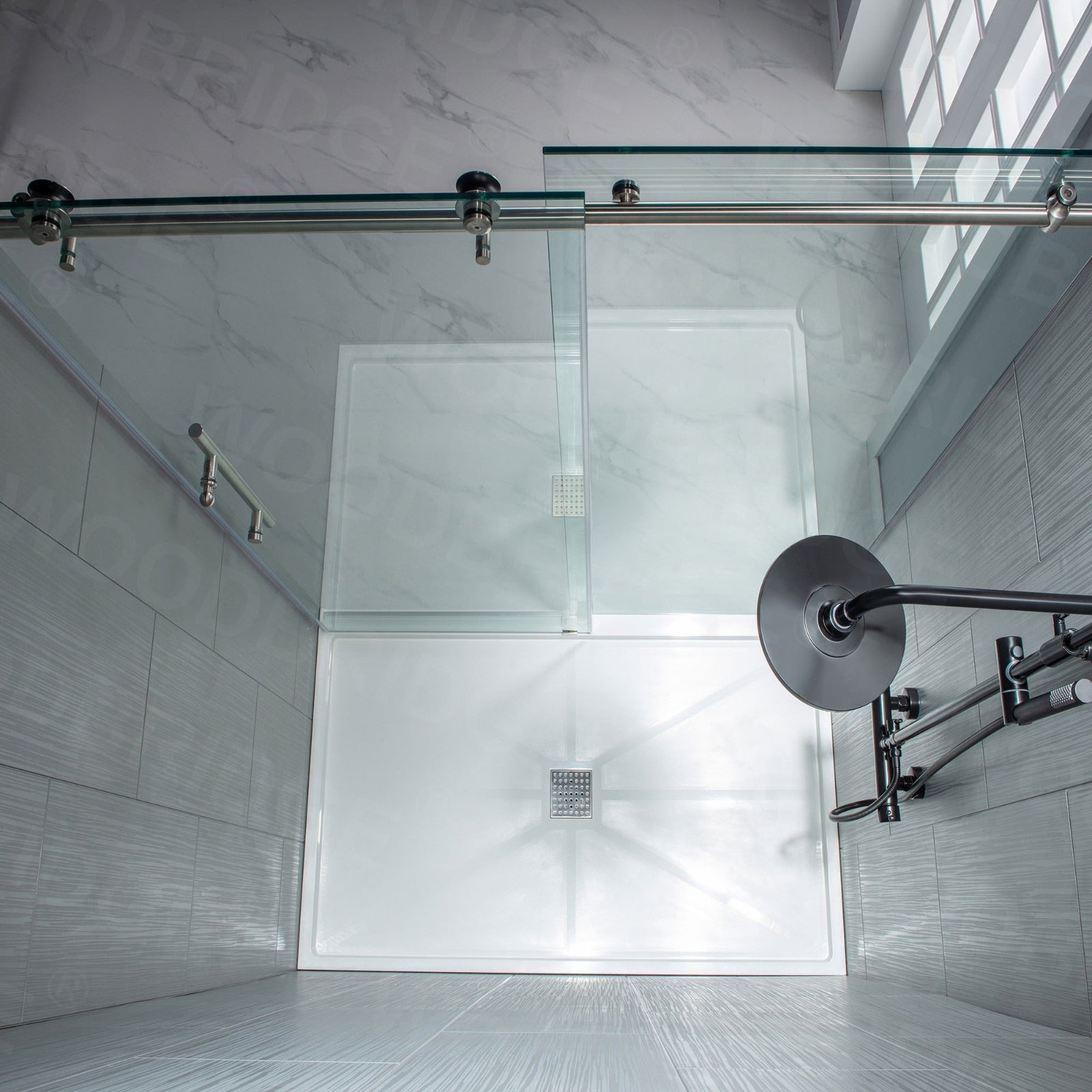 WOODBRIDGE Frameless Shower Doors 56-60" Width x 76"Height with 3/8"(10mm) Clear Tempered Glass, MBSDC6076
