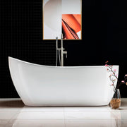 WOODBRIDGE 67" Acrylic Freestanding Bathtub Contemporary Soaking Tub with Drain & Overflow, B0001