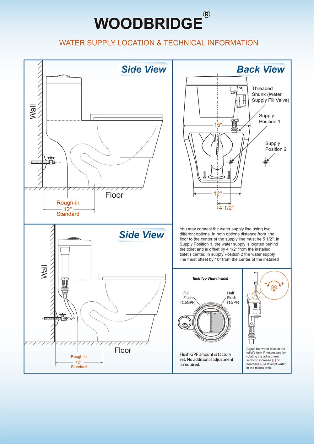 WOODBRIDGE One Piece Toilet with Soft Closing Seat, Chair Height, 1.28 GPF Dual, Water Sensed, 1000 Gram MaP Flushing Score Toilet