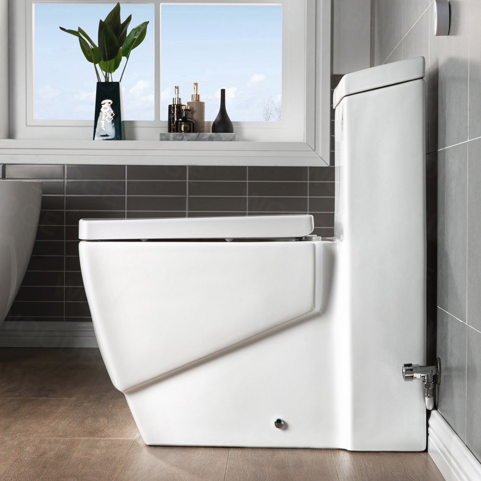 WOODBRIDGE Modern Square Design One Piece Dual Flush 1.28 GP Toilet,Chair Height with Soft Closing Seat, T0020