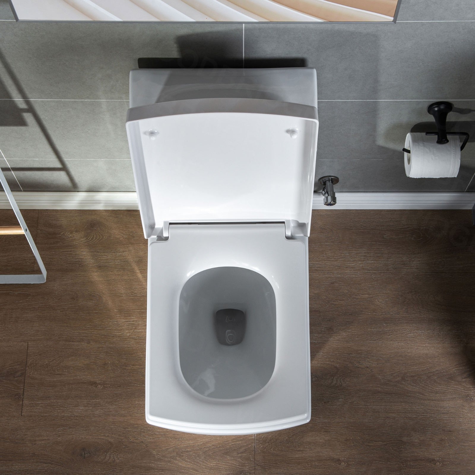 WOODBRIDGE Modern Square Design One Piece Dual Flush 1.28 GP Toilet,Chair Height with Soft Closing Seat, T0020