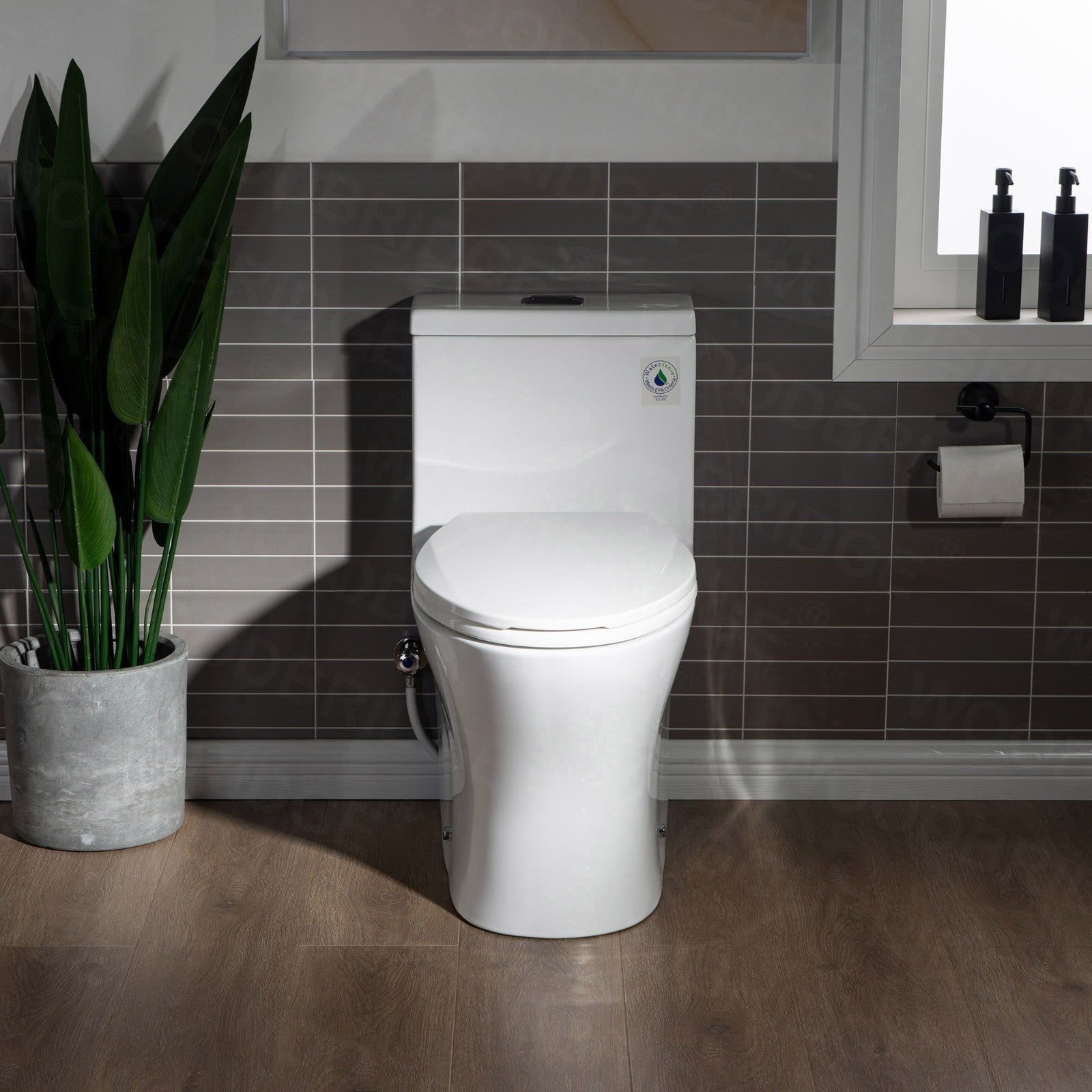 WOODBRIDGE Modern One Piece Dual Flush 1.28 GP Toilet,with Soft Closing Seat