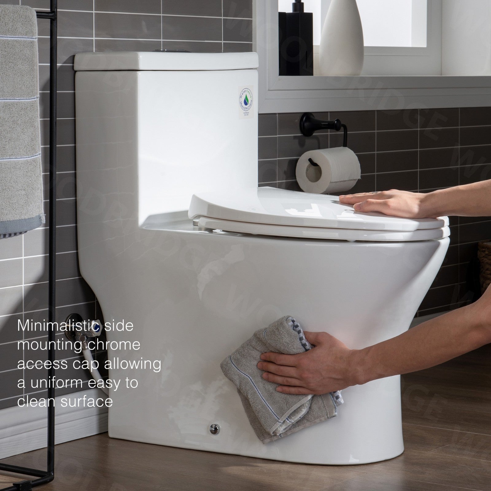 WOODBRIDGE Modern One Piece Dual Flush 1.28 GP Toilet,with Soft Closing Seat
