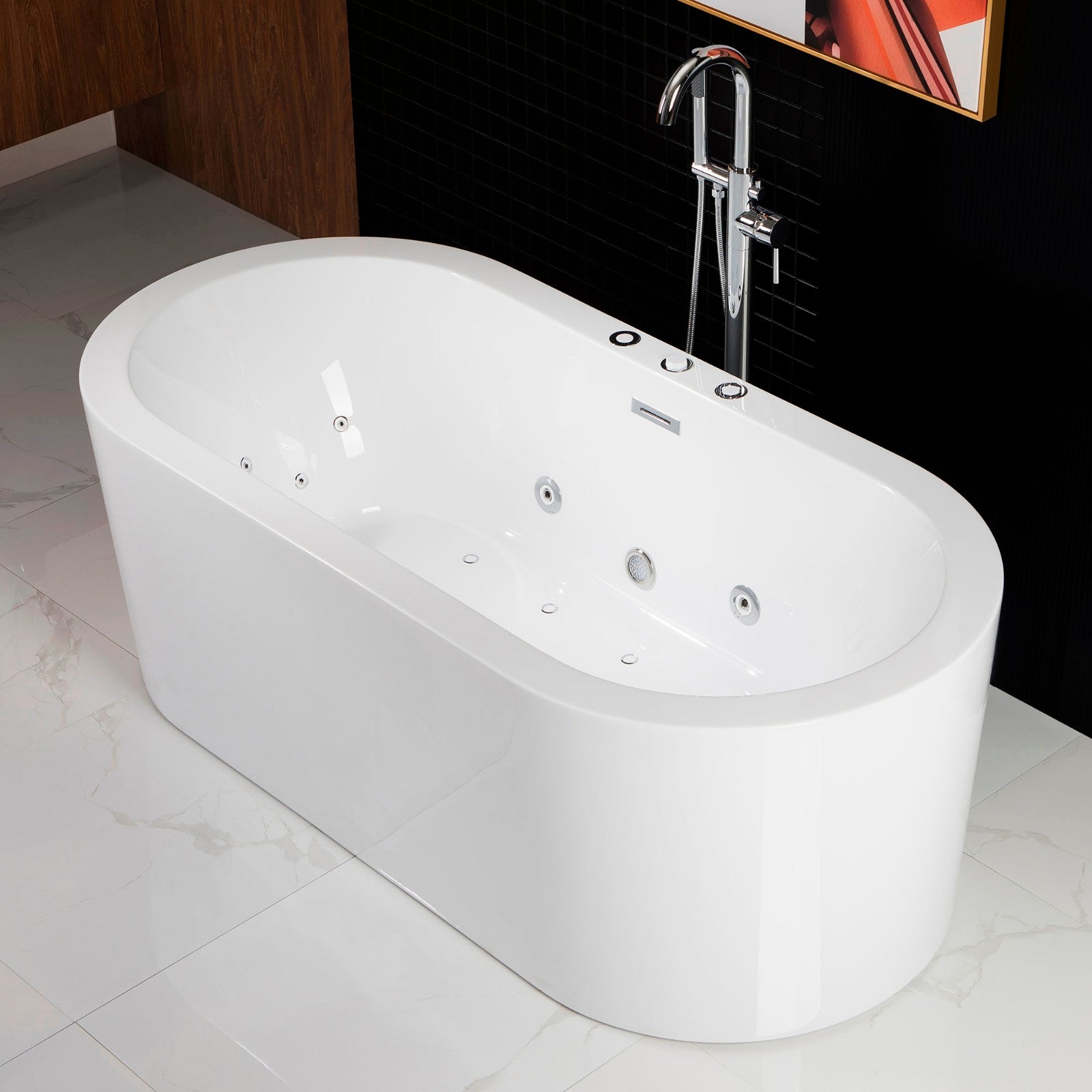 WOODBRIDGE 67" x 32" Whirlpool Water Jetted and Air Bubble Freestanding Bathtub