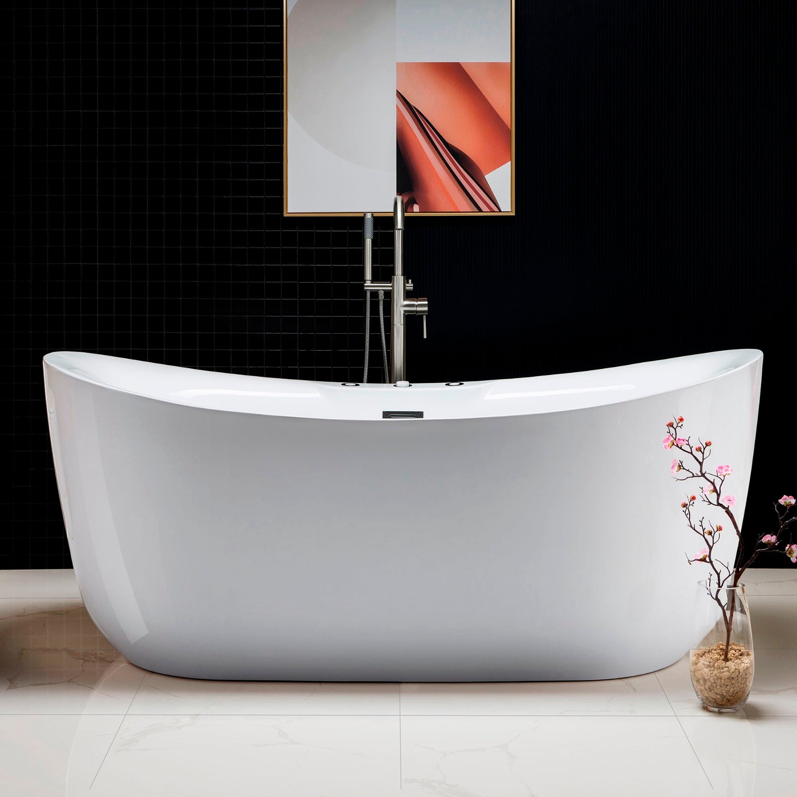WOODBRIDGE 71" Whirlpool Water Jetted and Air Bubble Freestanding Bathtub