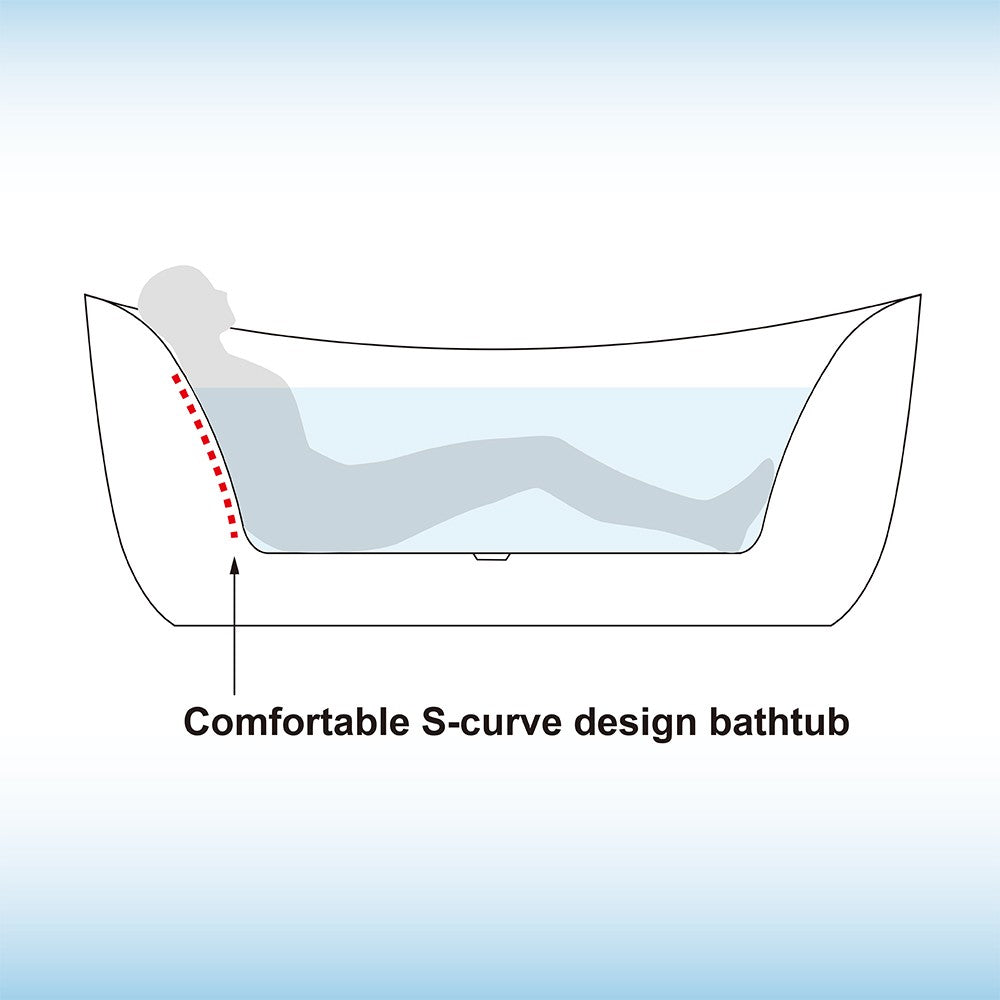 WOODBRIDGE 71" Whirlpool Water Jetted and Air Bubble Freestanding Bathtub