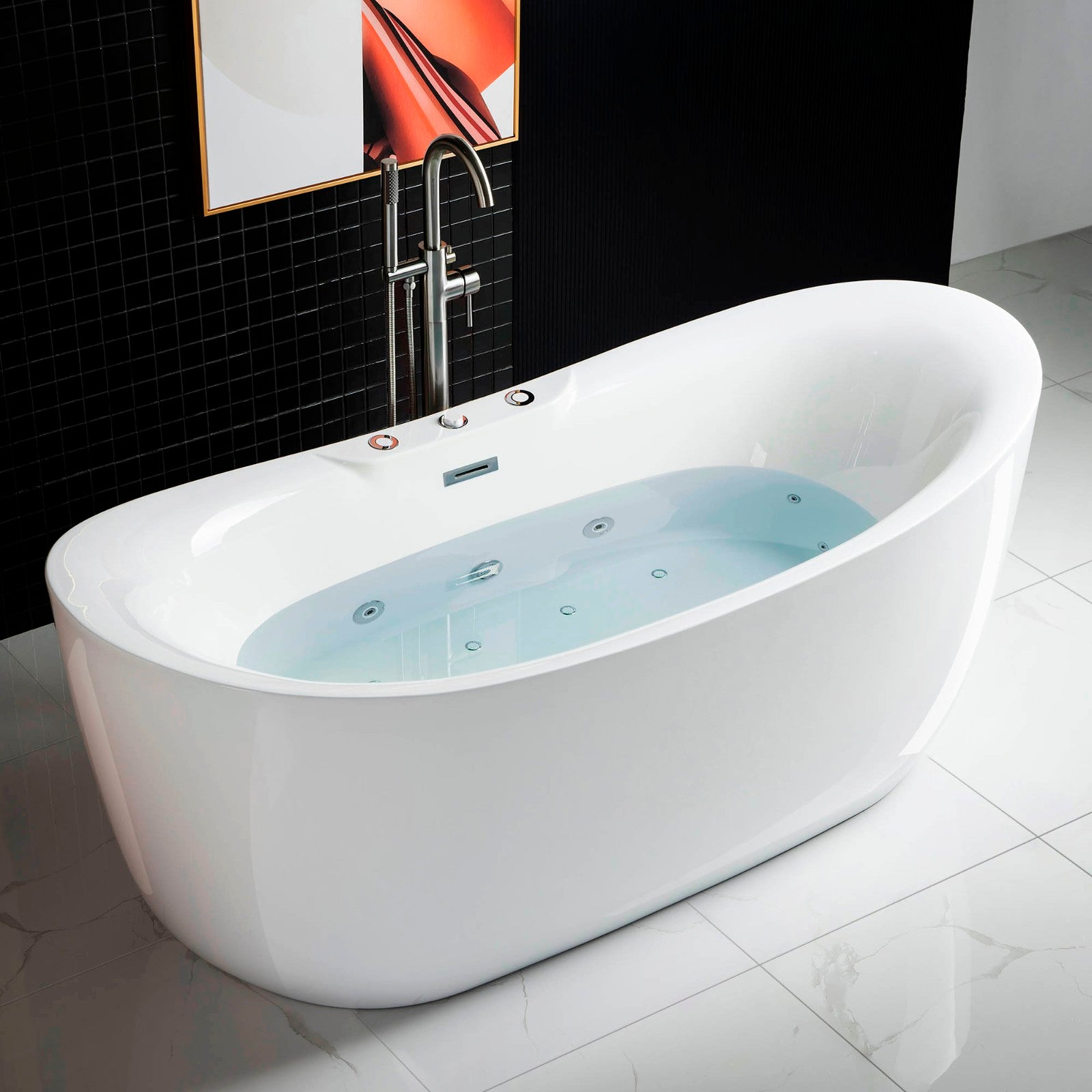 WOODBRIDGE 71" Whirlpool Water Jetted and Air Bubble Freestanding Bathtub