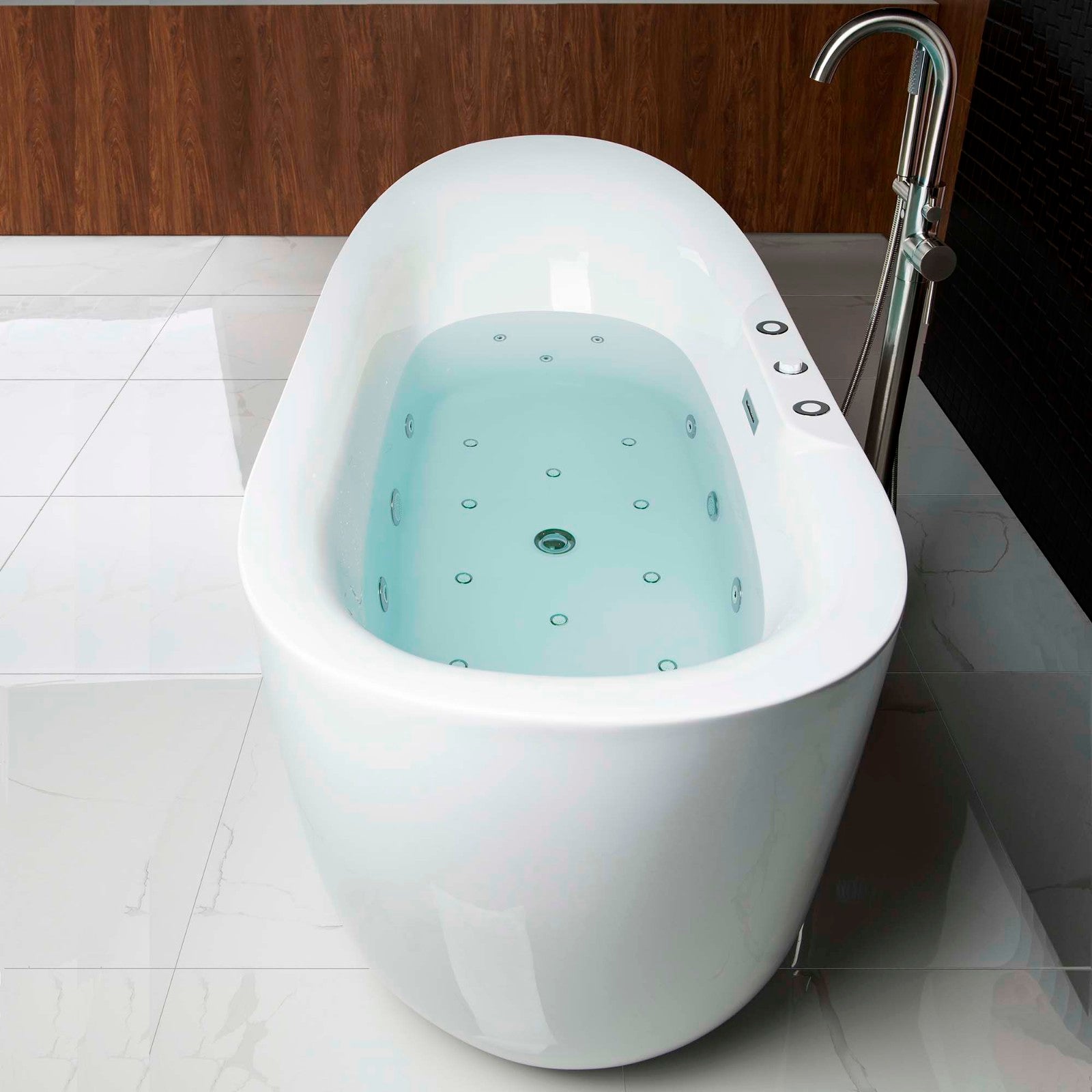 WOODBRIDGE 71" Whirlpool Water Jetted and Air Bubble Freestanding Bathtub