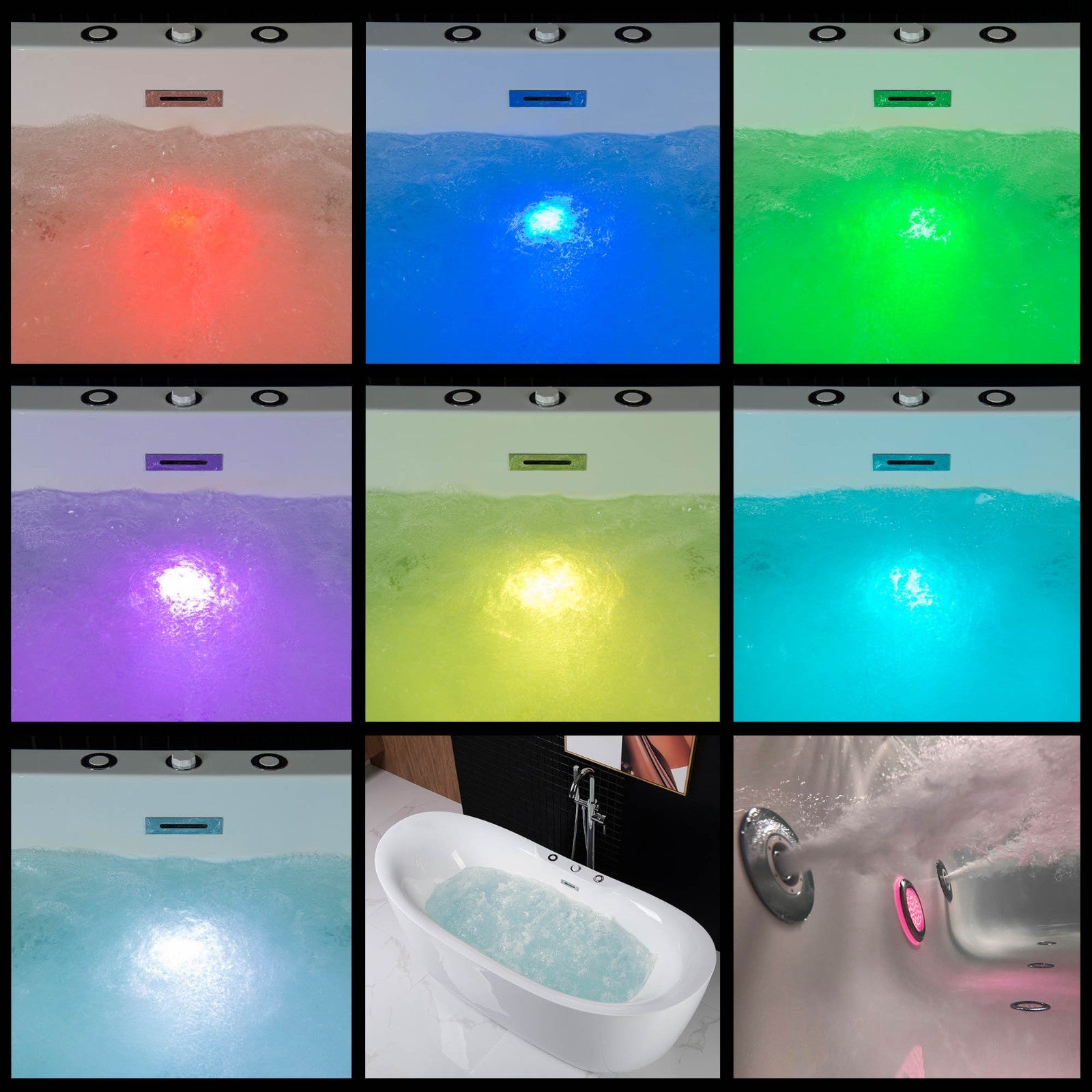 WOODBRIDGE 71" Whirlpool Water Jetted and Air Bubble Freestanding Bathtub