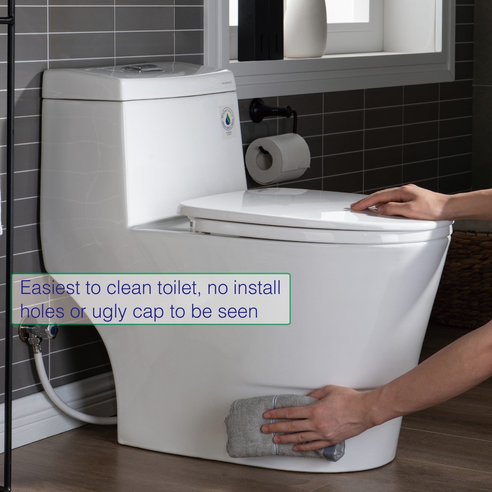 WOODBRIDGE One Piece Toilet with Soft Closing Seat, Chair Height, 1.28 GPF Dual, Water Sensed, 1000 Gram MaP Flushing Score Toilet