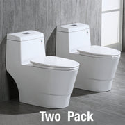 WOODBRIDGEBath T-0019, Dual Flush Elongated One Piece Toilet with Soft Closing Seat, Chair Height, Water Sense, High-Efficiency, Rectangle Button (2 -Pack)