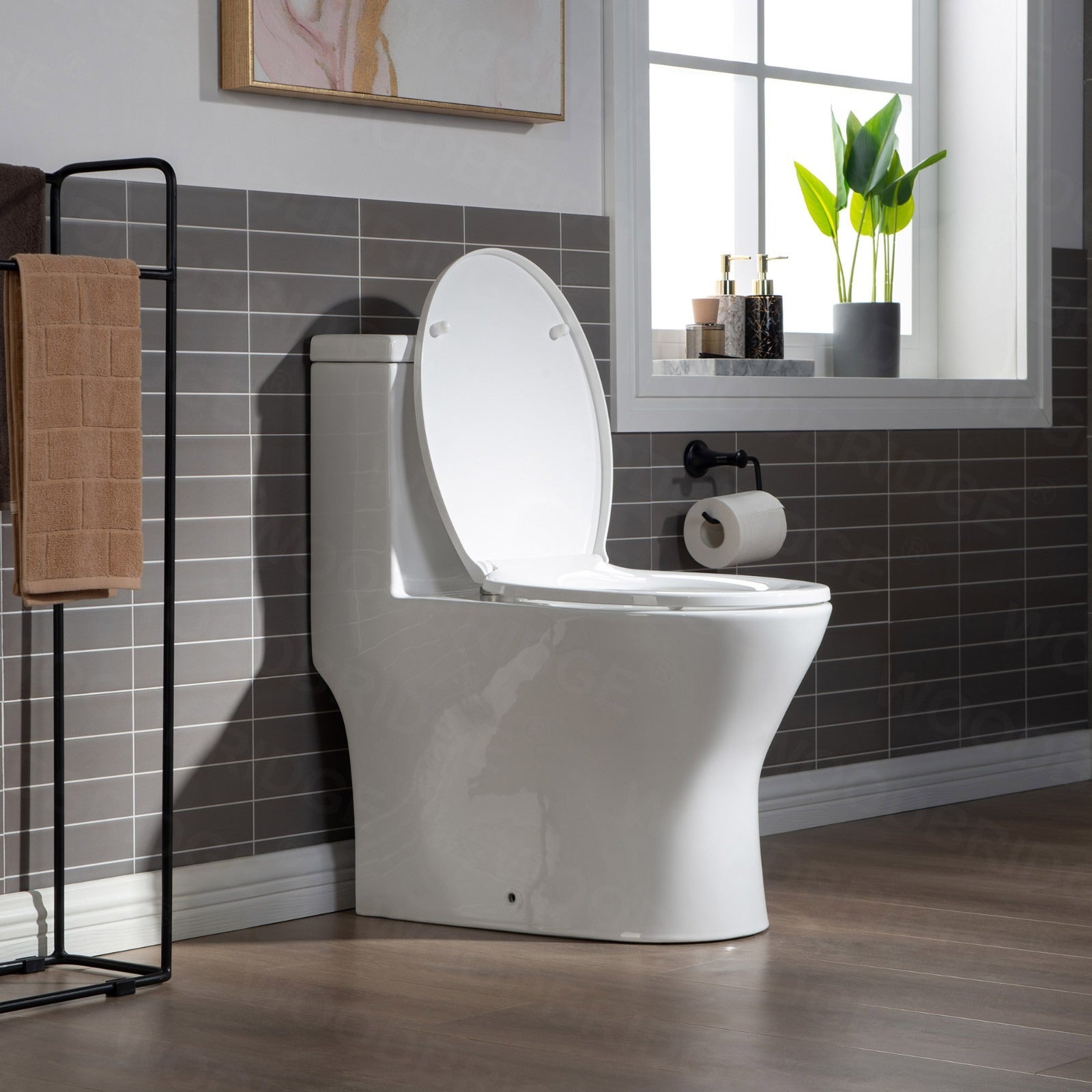 WOODBRIDGE T-0031 Short Compact Tiny One Piece Toilet with Soft Closing Seat, Small Toilet (2 -Pack)
