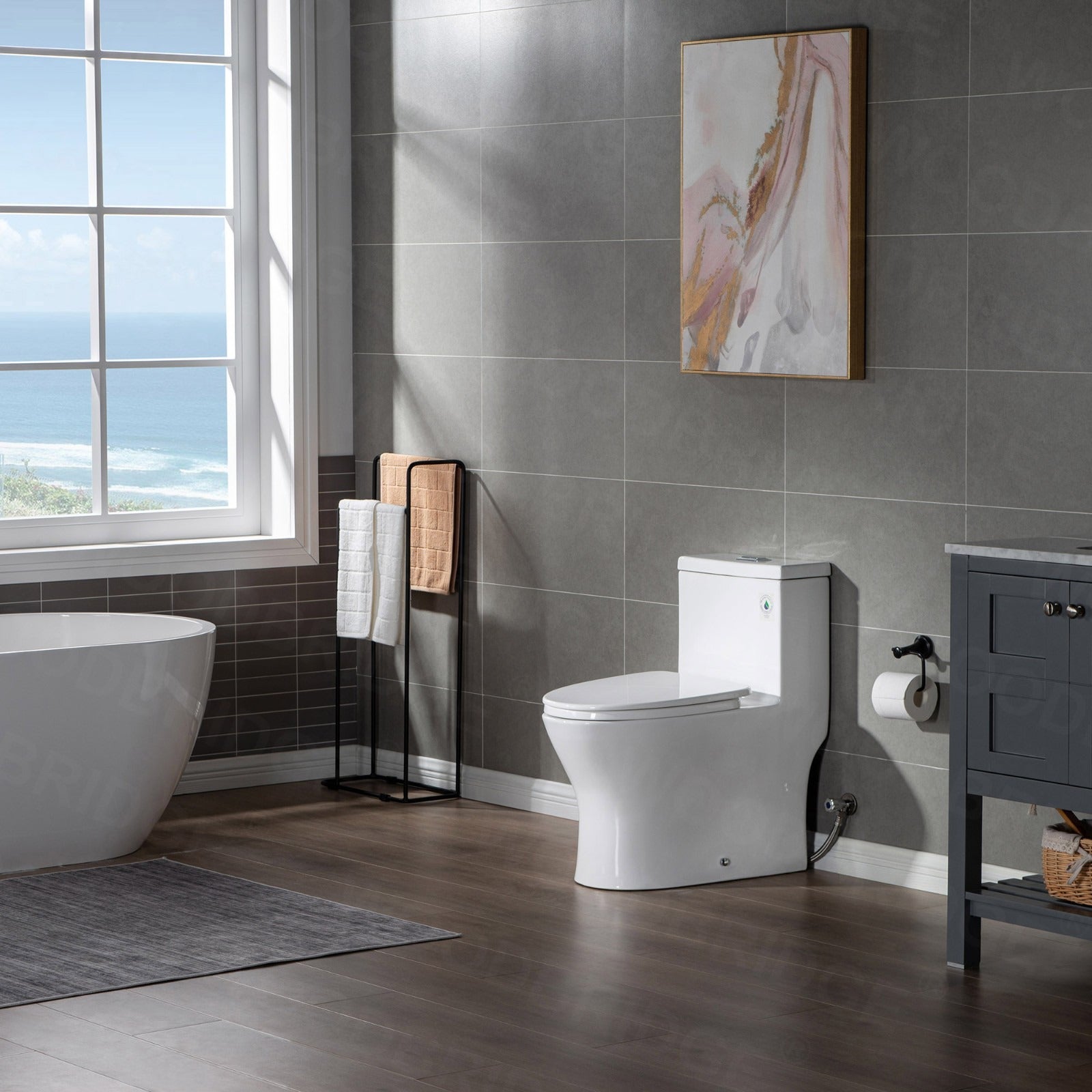 WOODBRIDGE Modern Design, Elongated One piece Toilet Dual flush 1.0/1.6 GPF,with Soft Closing Seat, white, T-0032(2 -Pack)