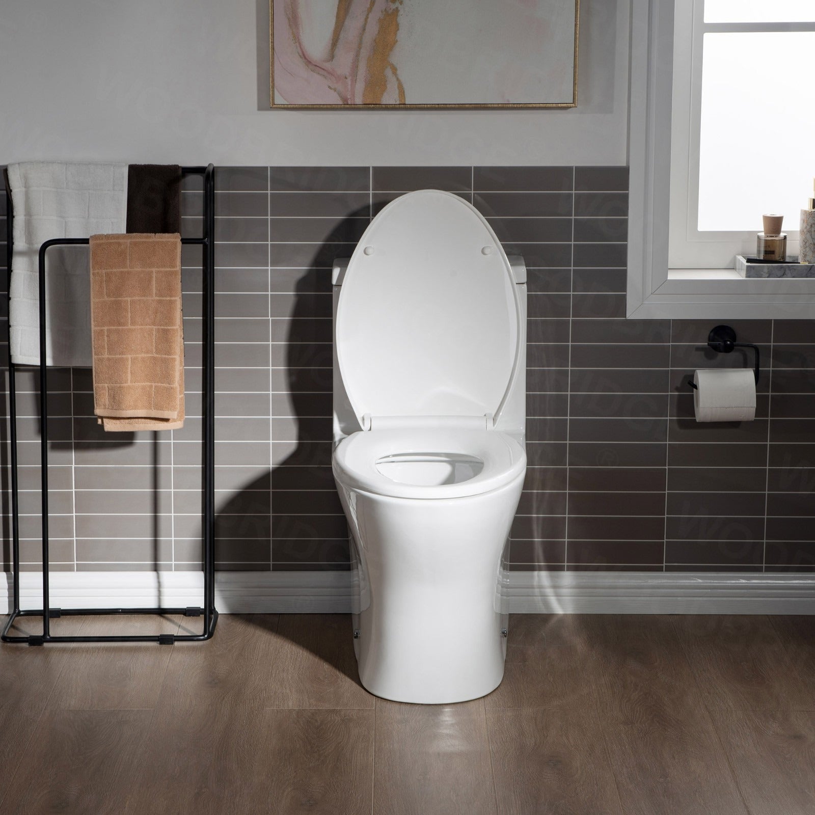 WOODBRIDGE Modern Design, Elongated One piece Toilet Dual flush 1.0/1.6 GPF,with Soft Closing Seat, white, T-0032(2 -Pack)