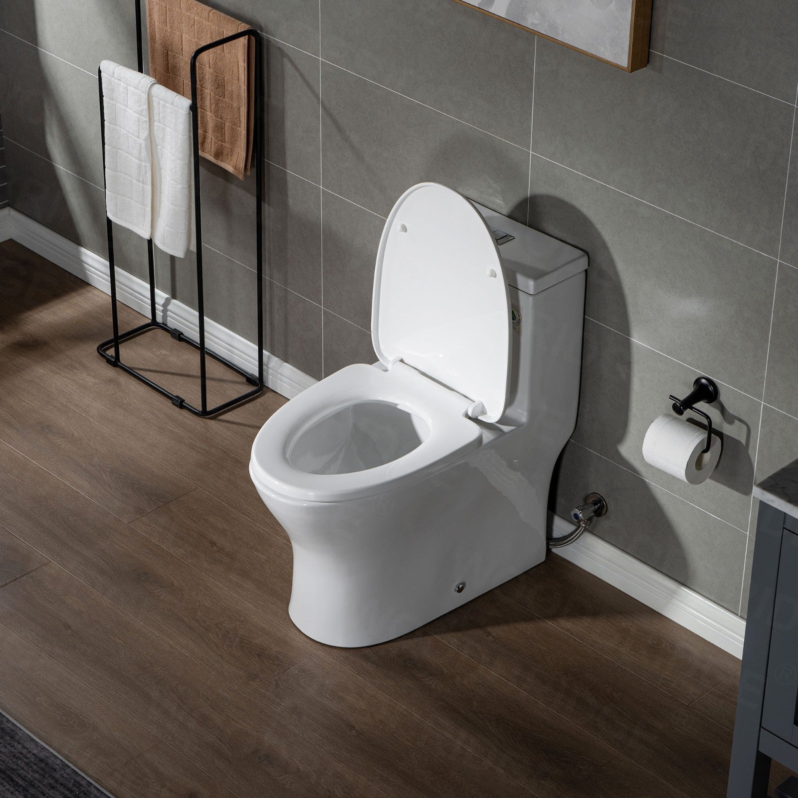 WOODBRIDGE Moder Design, Elongated One piece Toilet Dual flush 1.0/1.6 GPF,with Soft Closing Seat, white, (2 -Pack)