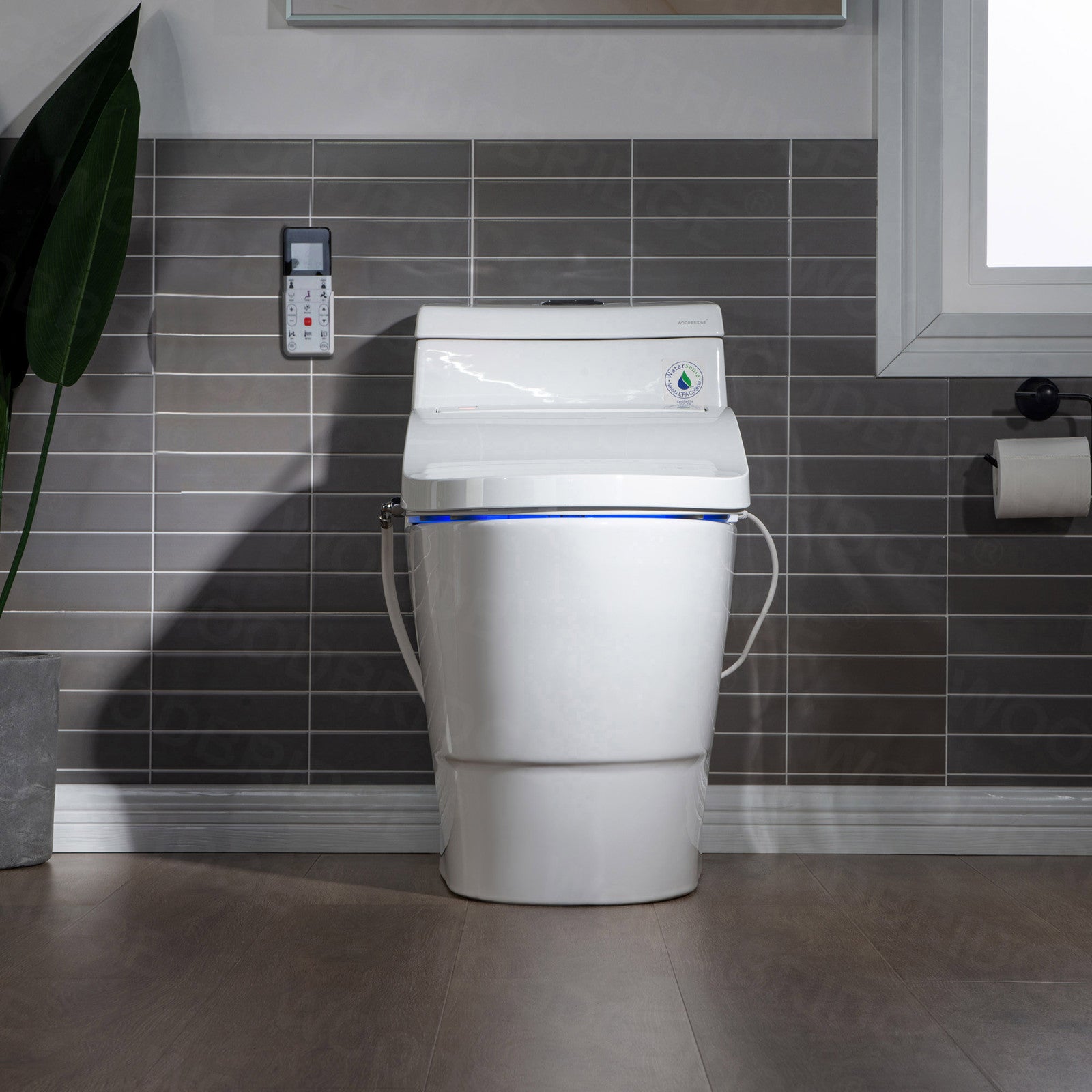 WOODBRIDGE T-0008 Luxury Bidet Toilet, Elongated One Piece Toilet with Advanced Bidet Seat, Chair Height, Smart Toilet Seat with Temperature Controlled Wash Functions and Air Dryer