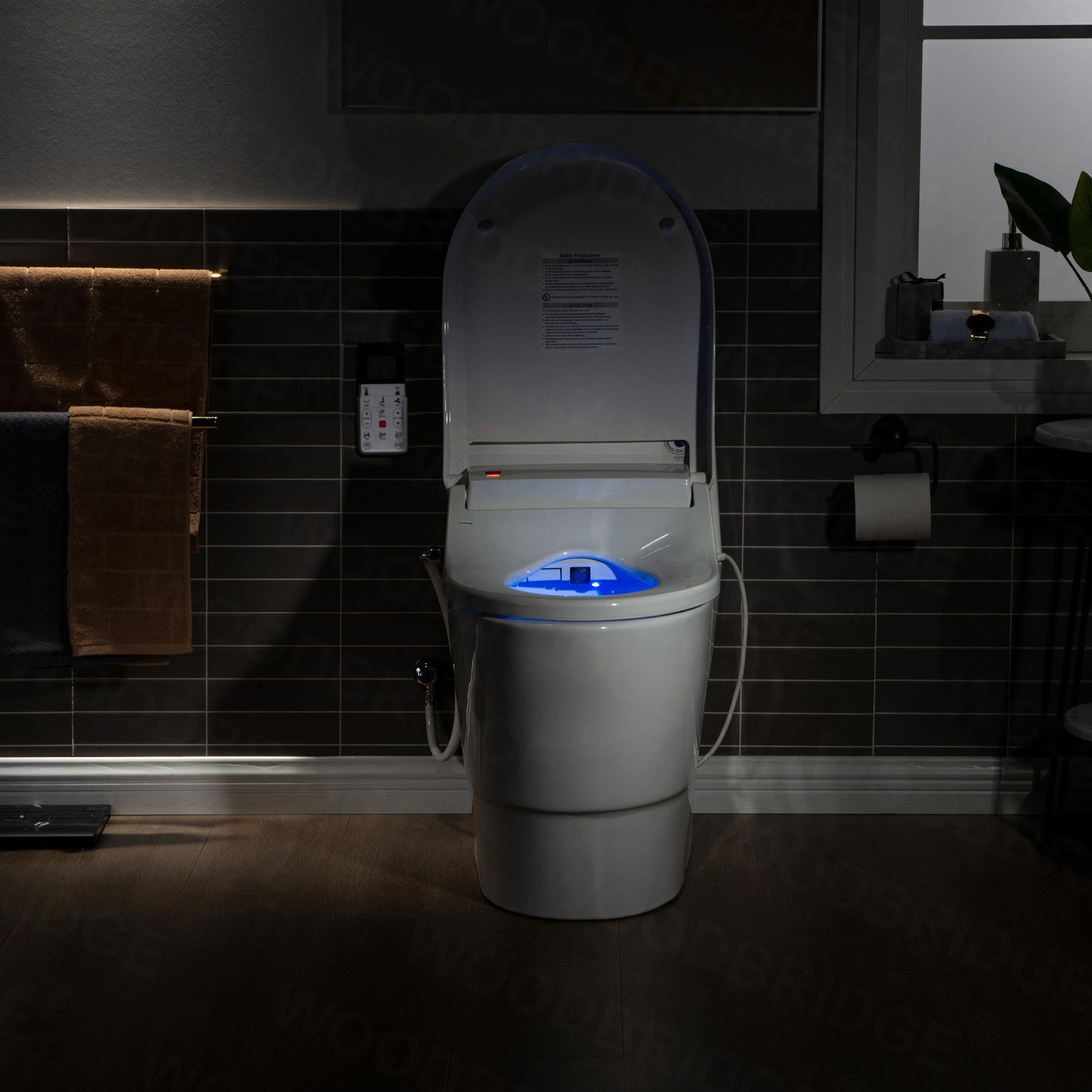 WOODBRIDGE T-0008 Luxury Bidet Toilet, Elongated One Piece Toilet with Advanced Bidet Seat, Chair Height, Smart Toilet Seat with Temperature Controlled Wash Functions and Air Dryer