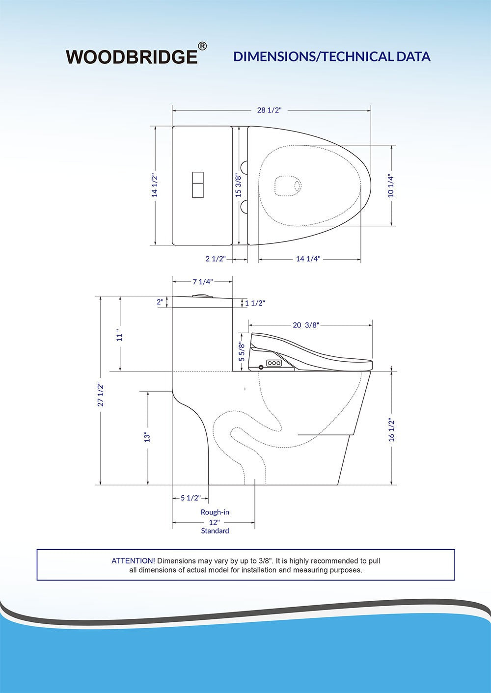 WOODBRIDGE T-0008 Luxury One-Piece Smart Bidet Toilet – Advanced Wash, Heated Seat, Air Dryer, ADA Chair Height