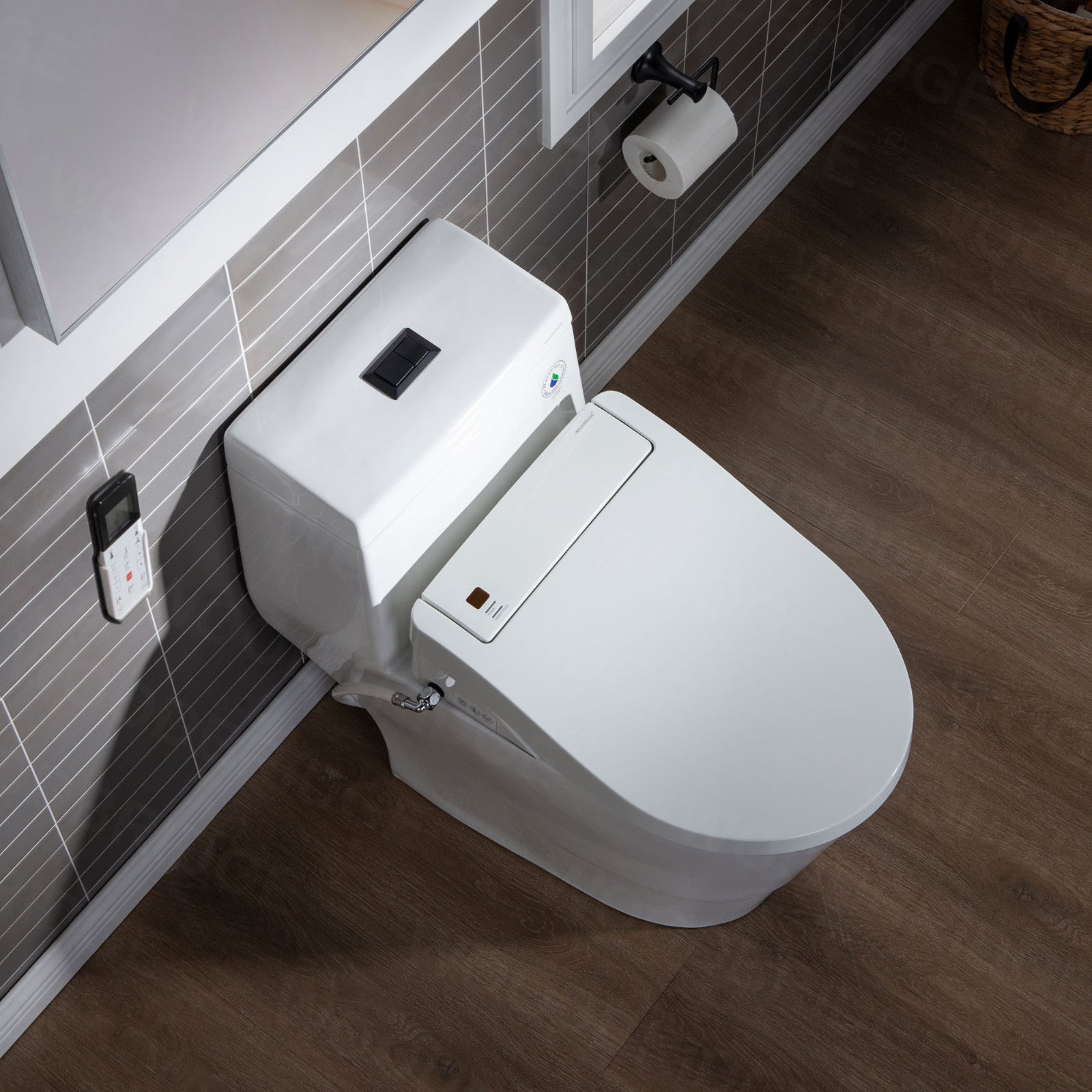 WOODBRIDGE T-0008 Luxury Bidet Toilet, Elongated One Piece Toilet with Advanced Bidet Seat, Chair Height, Smart Toilet Seat with Temperature Controlled Wash Functions and Air Dryer