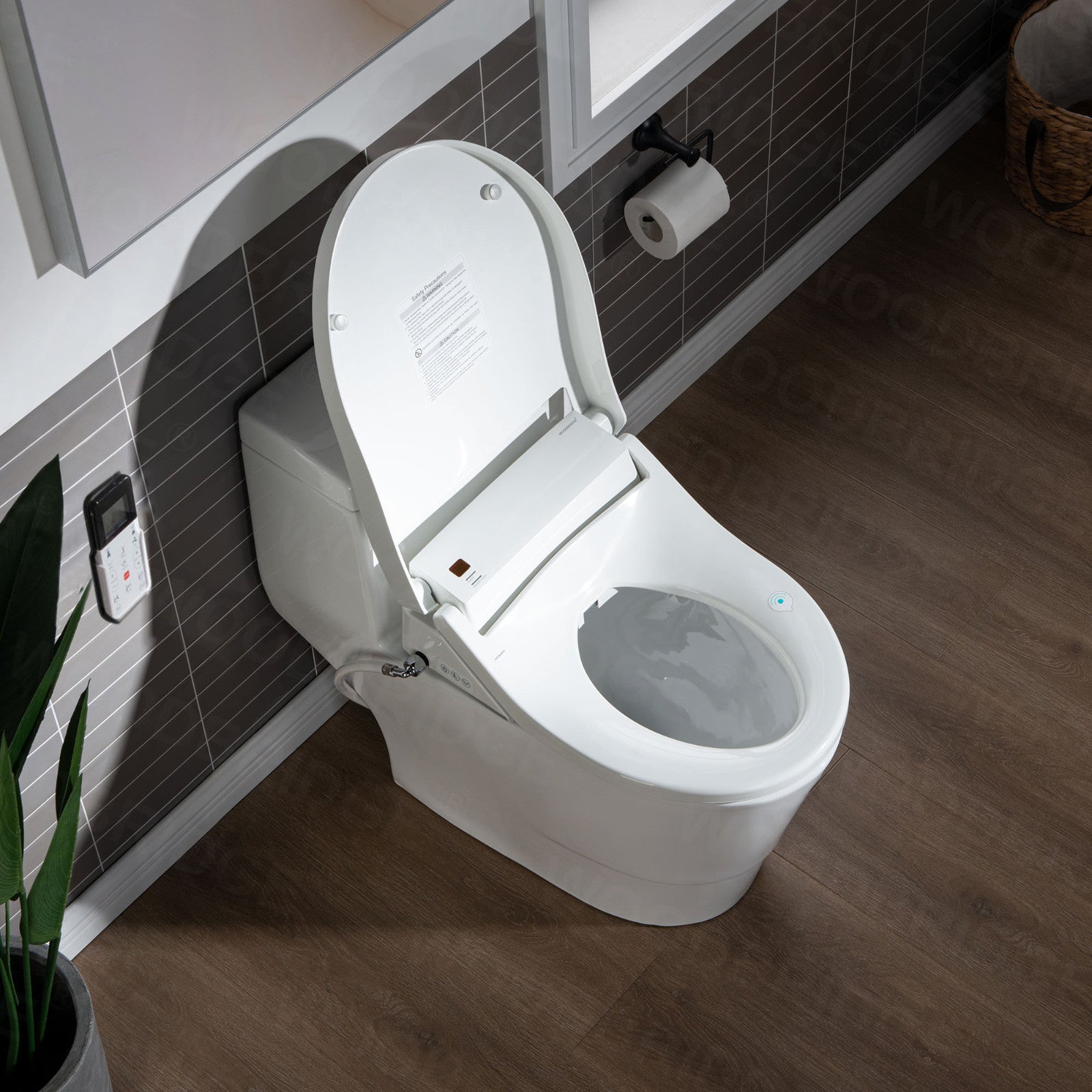 WOODBRIDGE T-0008 Luxury Bidet Toilet, Elongated One Piece Toilet with Advanced Bidet Seat, Chair Height, Smart Toilet Seat with Temperature Controlled Wash Functions and Air Dryer