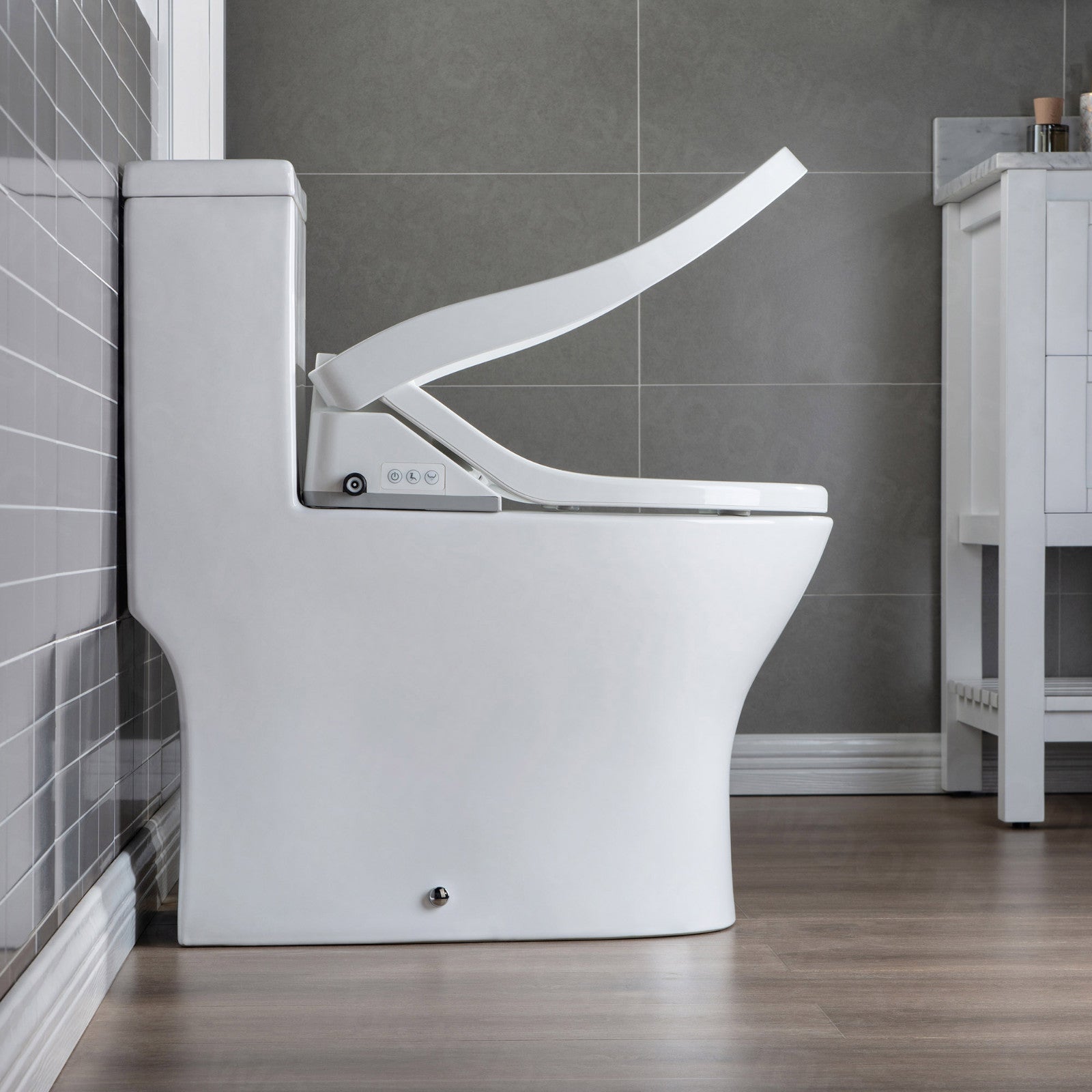 WOODBRIDGE Luxury, Elongated One Piece Toilet with Advanced Bidet Seat, White