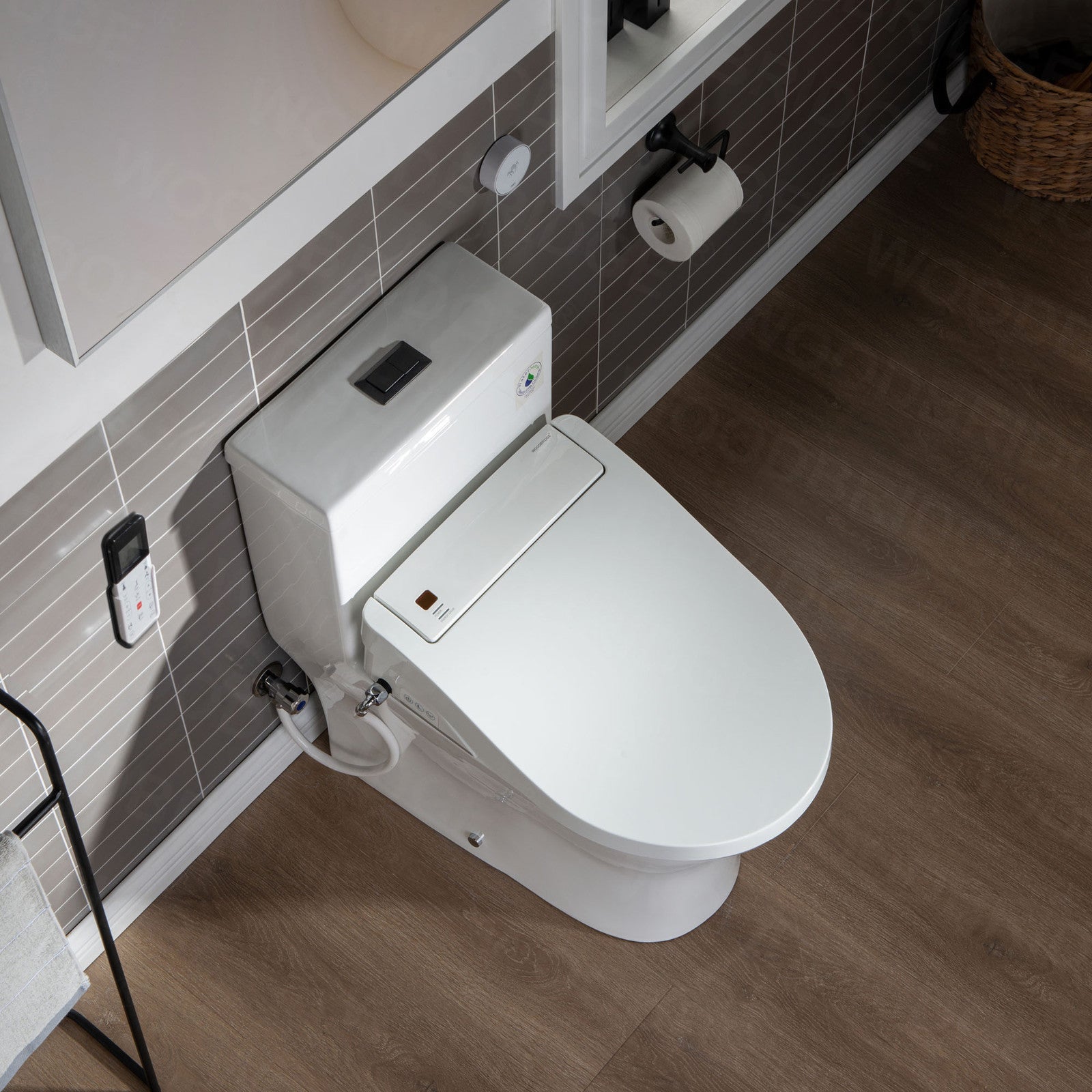 WOODBRIDGE Luxury, Elongated One Piece Toilet with Advanced Bidet Seat, White