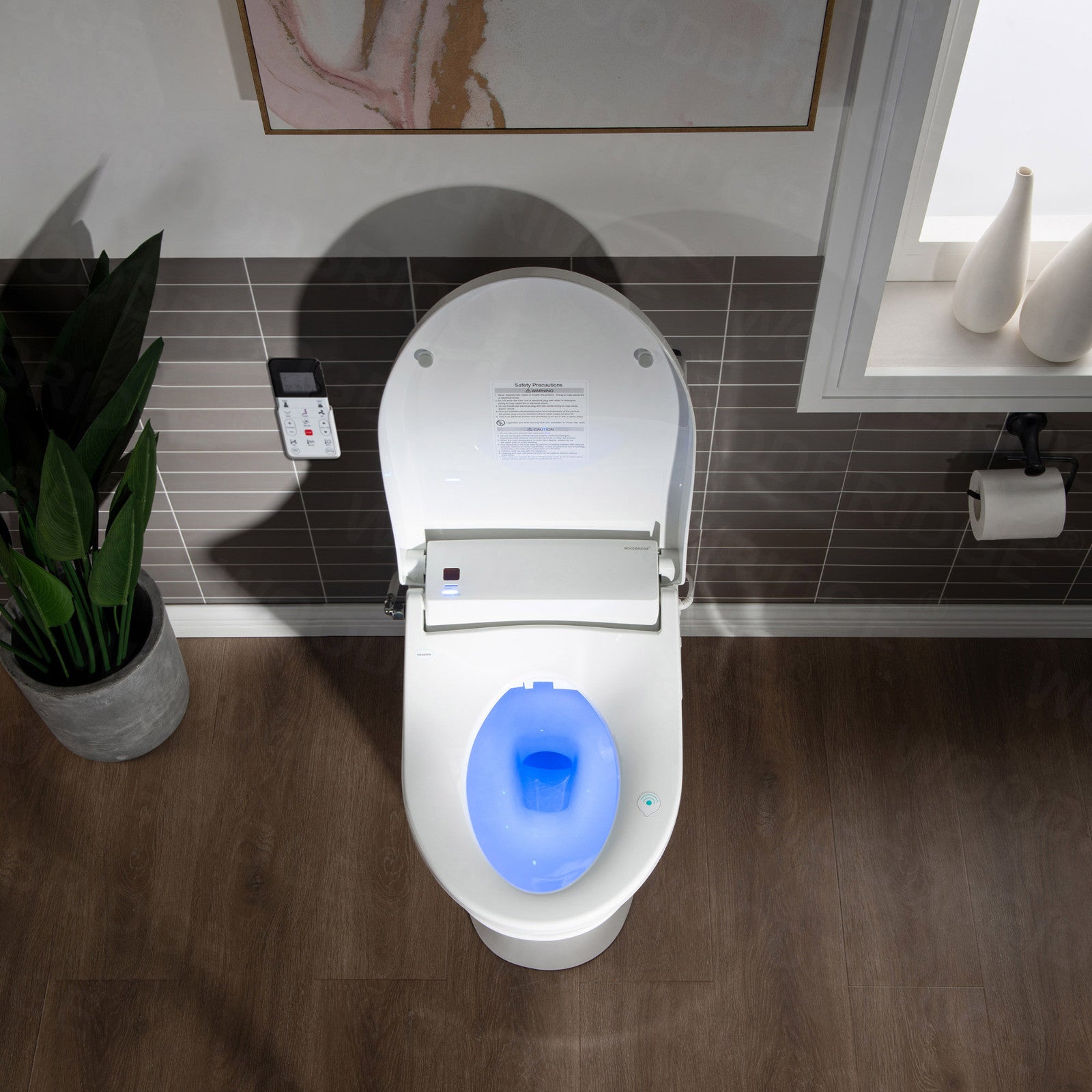 WOODBRIDGE Luxury, Elongated One Piece Toilet with Advanced Bidet Seat, White