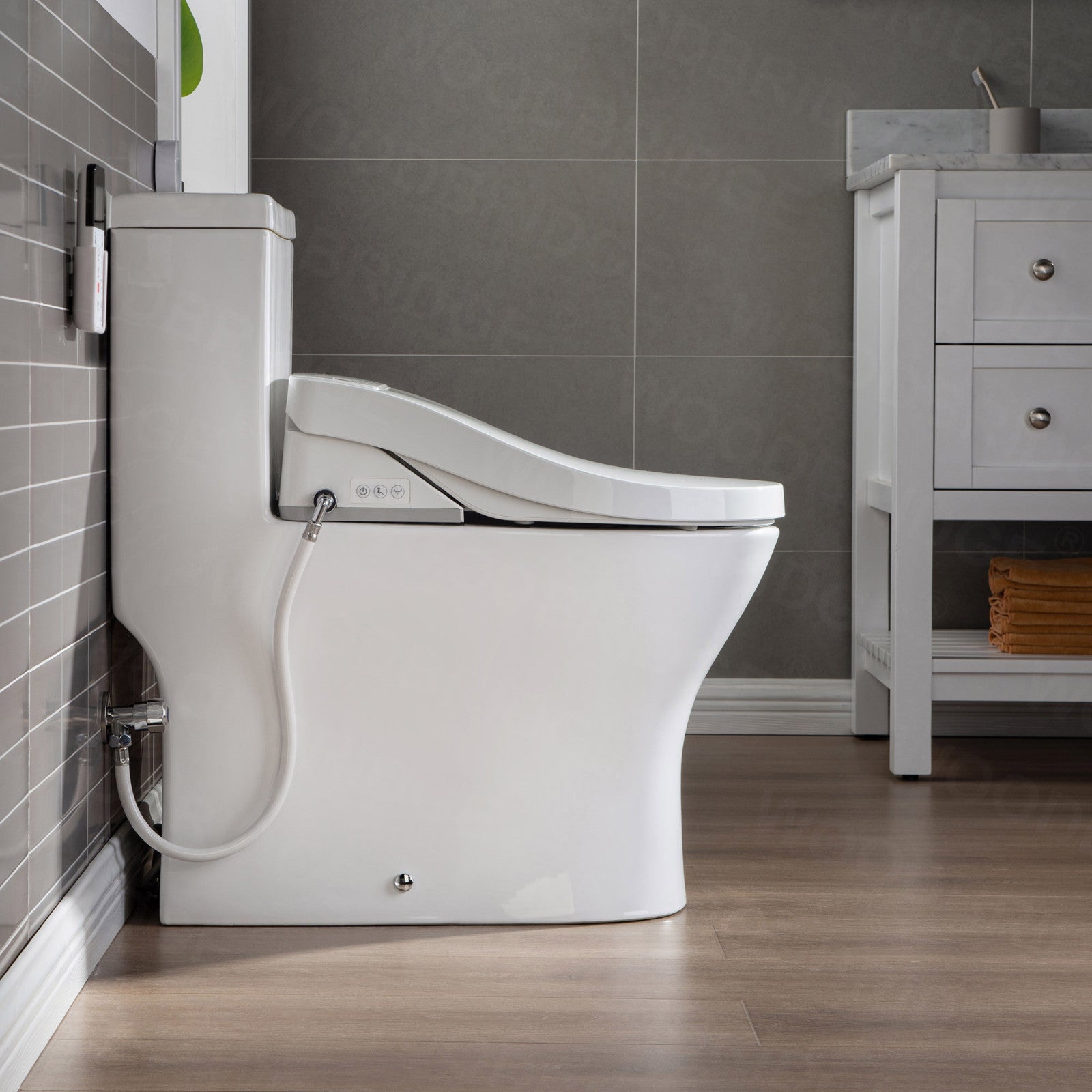 WOODBRIDGE Luxury, Elongated One Piece Toilet with Advanced Bidet Seat, White