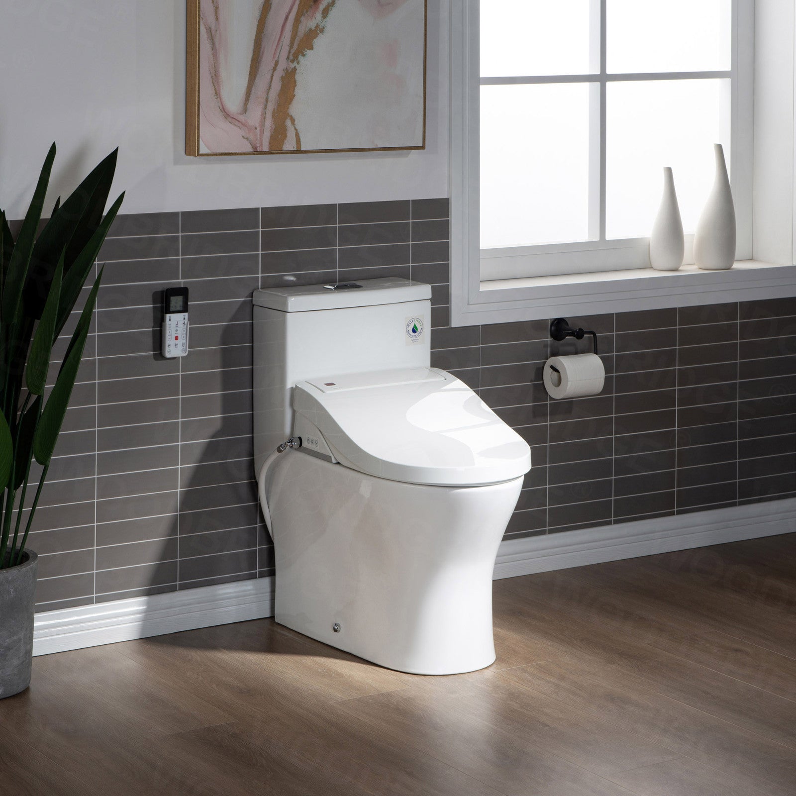 WOODBRIDGE Luxury, Elongated One Piece Toilet with Advanced Bidet Seat, White