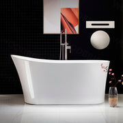 WOODBRIDGE 59" Acrylic Freestanding Bathtub Contemporary Soaking Tub with with Drain & Overflow, B0083