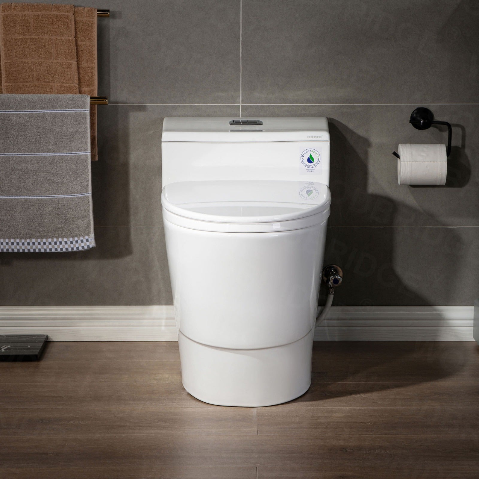 WOODBRIDGE T-0018 / B-0735 Dual Flush Elongated One-Piece Toilet with Soft Close Seat