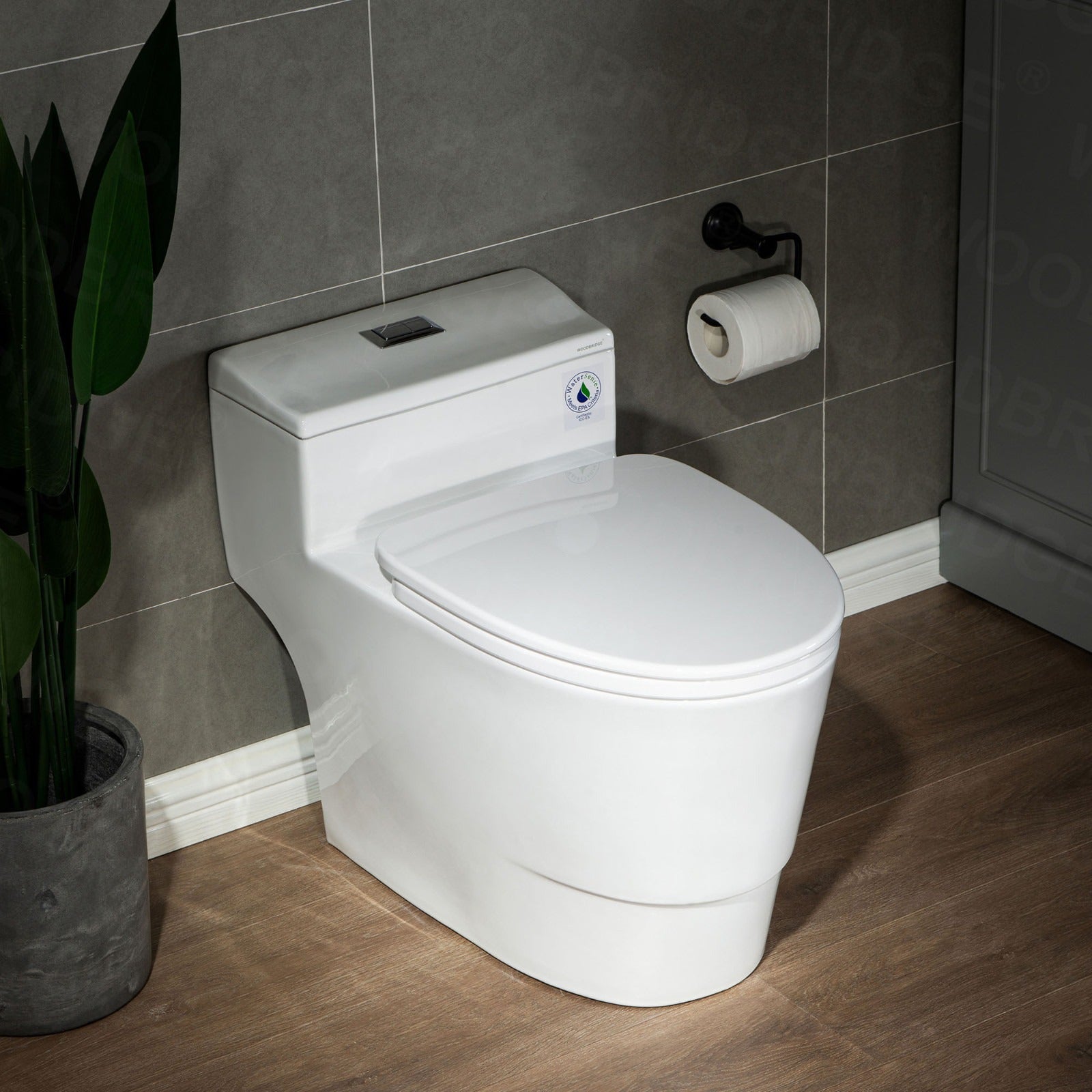 WOODBRIDGE T-0018 / B-0735 Dual Flush Elongated One-Piece Toilet with Soft Close Seat