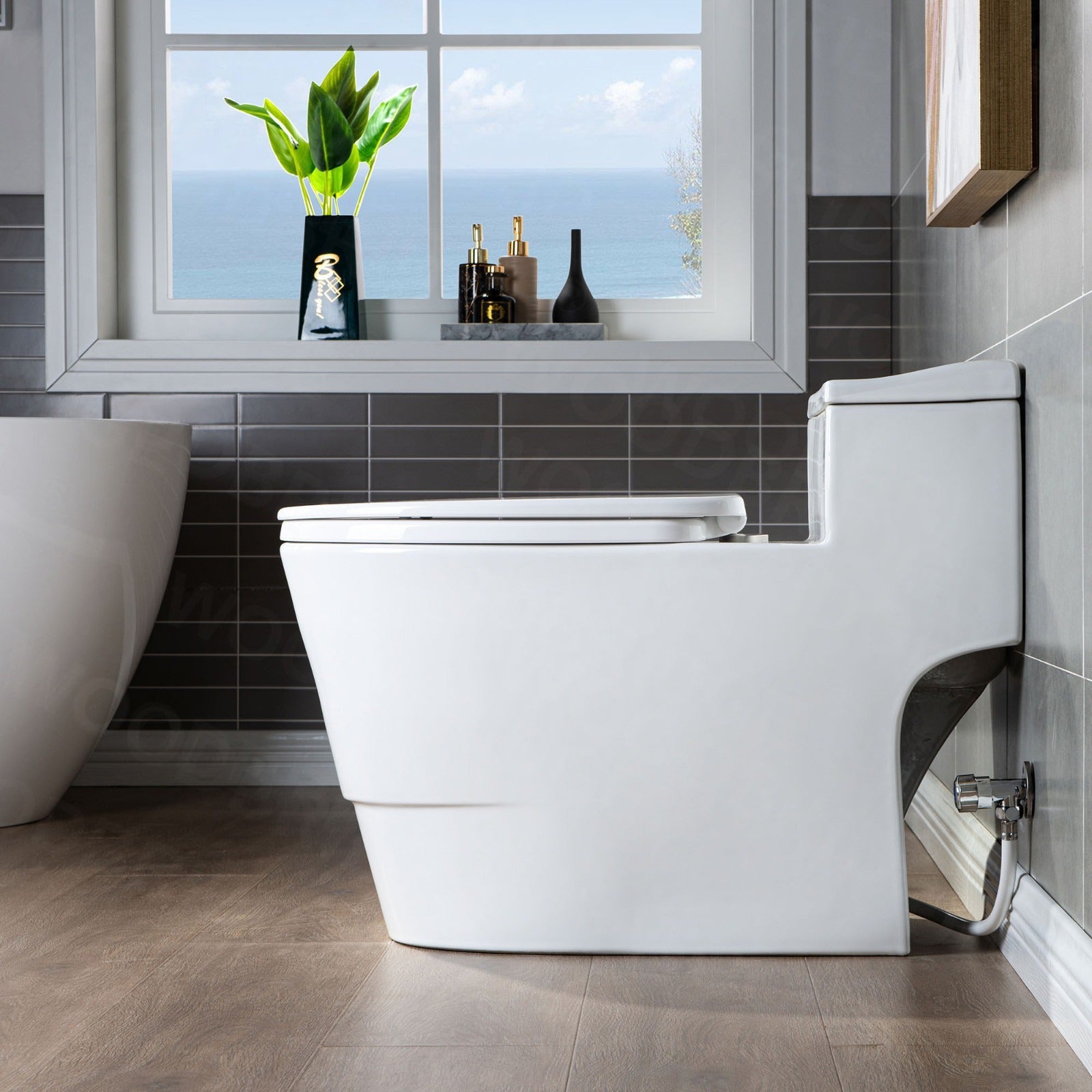 WOODBRIDGE T-0018 / B-0735 Dual Flush Elongated One-Piece Toilet with Soft Close Seat