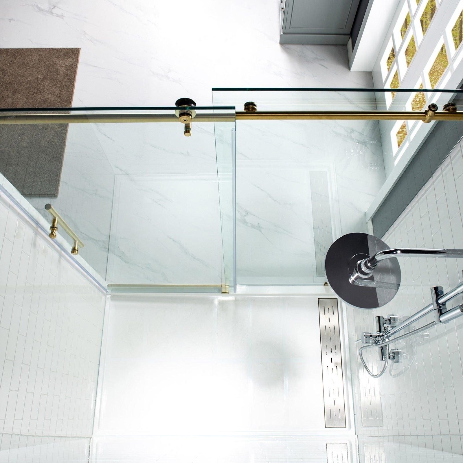 WOODBRIDGE Frameless Shower Doors 44-48" Width x 76"Height with 3/8"(10mm) Clear Tempered Glass, MBSDC4876