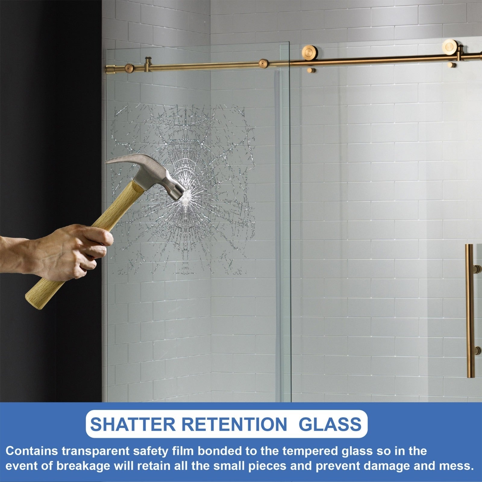 WOODBRIDGE Frameless Shower Doors 44-48" Width x 76"Height with 3/8"(10mm) Clear Tempered Glass, MBSDC4876