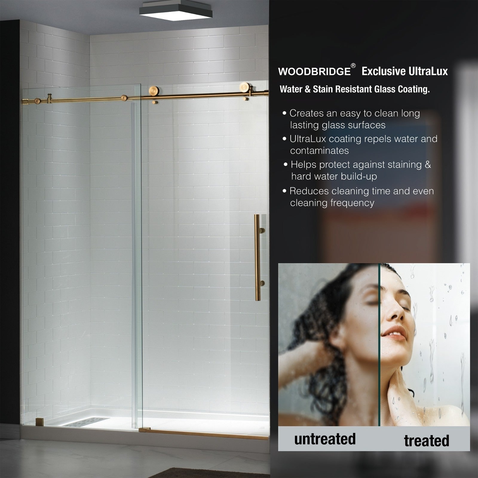 WOODBRIDGE Frameless Shower Doors 44-48" Width x 76"Height with 3/8"(10mm) Clear Tempered Glass, MBSDC4876