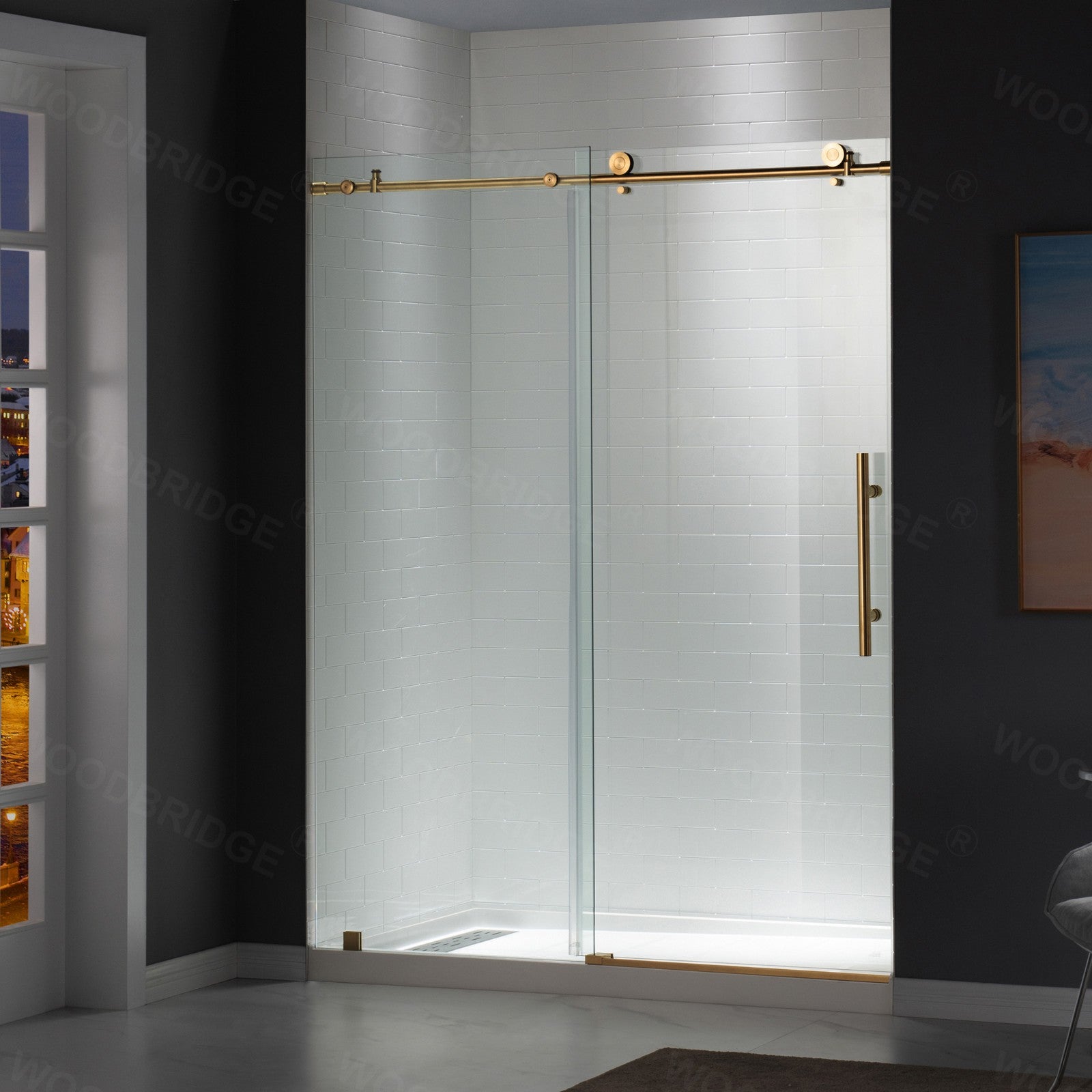 WOODBRIDGE MBSDC6076 Frameless Double Sliding Shower Door 56–60" x 76"