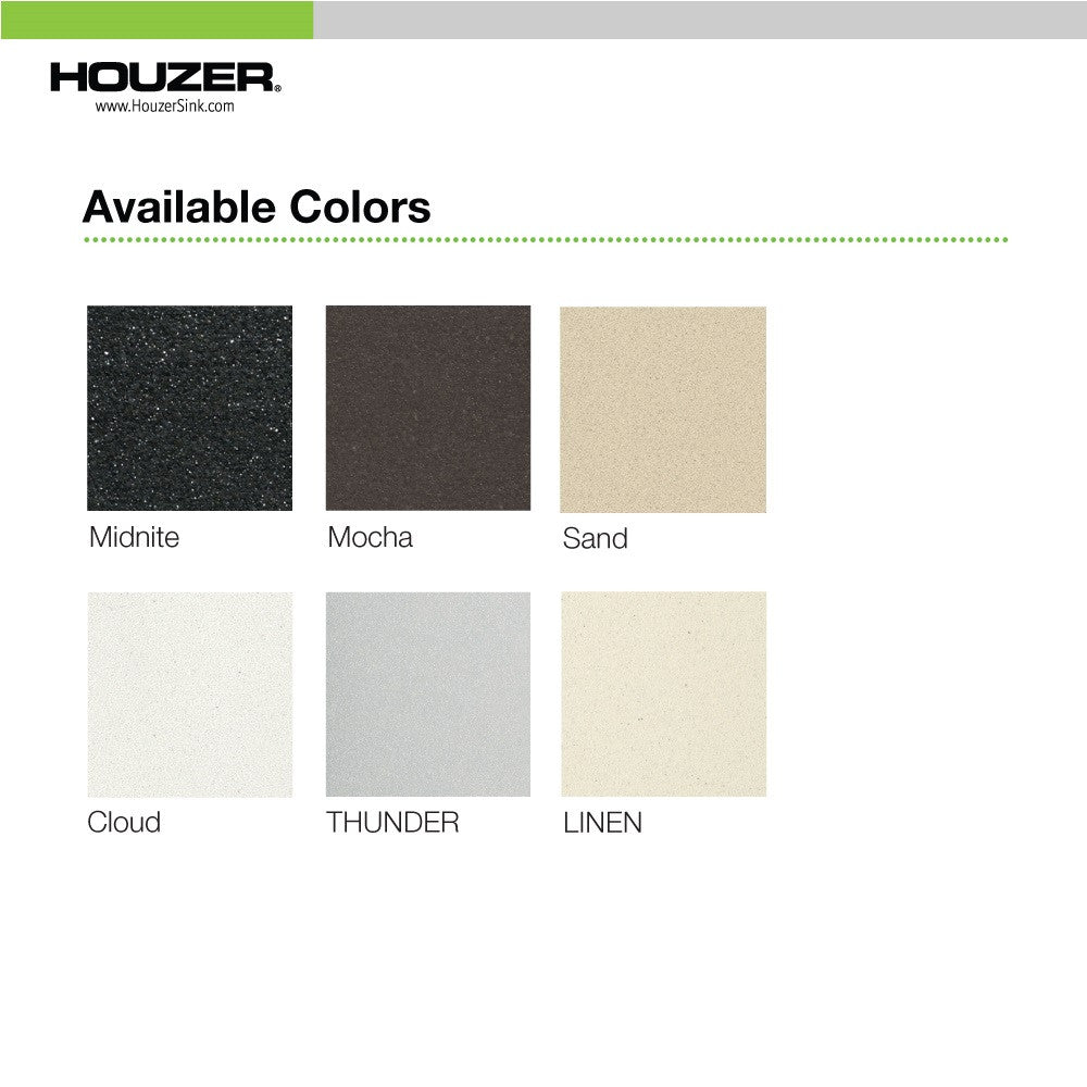 Houzer Cassiano 24 inch Granite Composite Undermount Single Bowl Kitchen Sink - G-100U