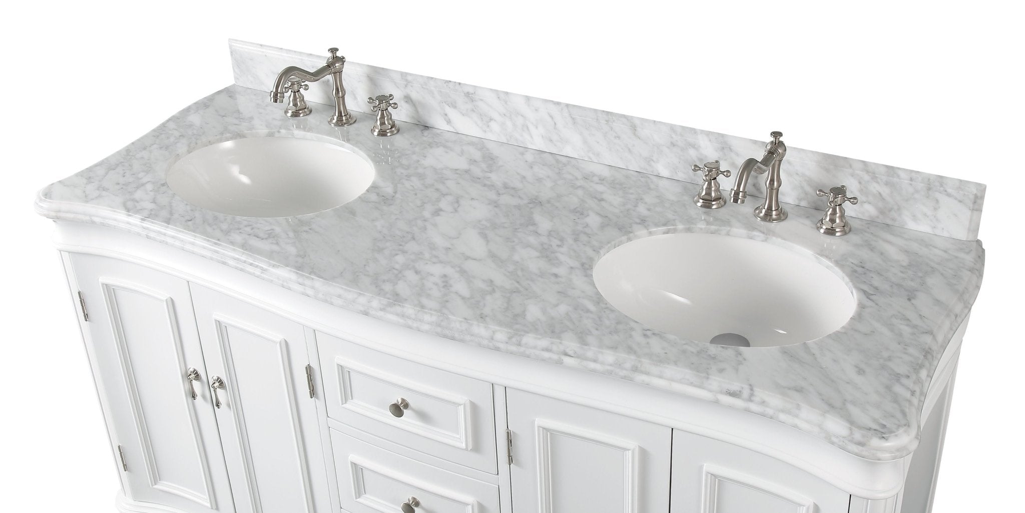 Chans Furniture 2077W 60" Benton Collection Double Sink Sesto White Bathroom Vanity