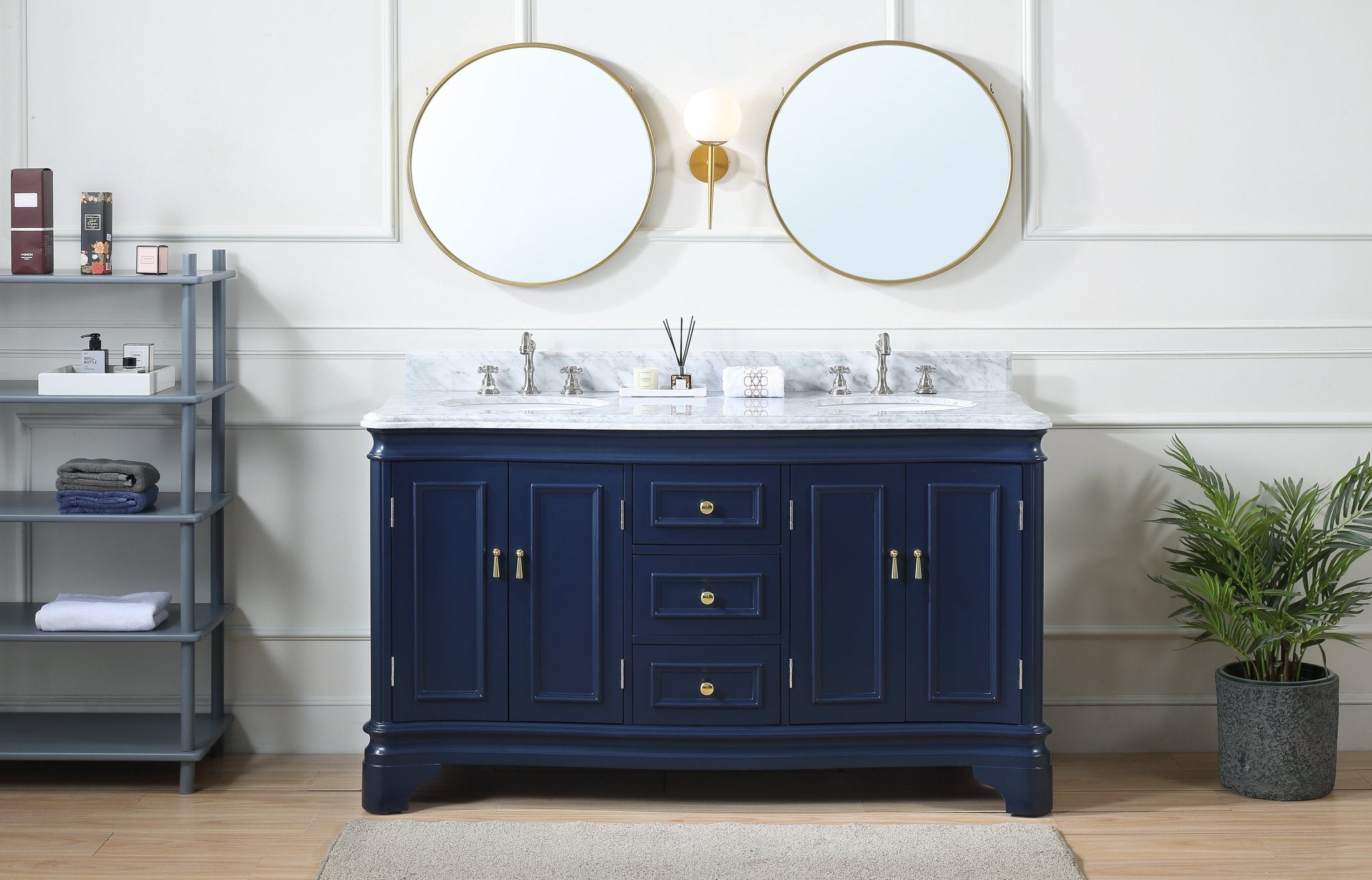 Chans Furniture 2077NB 60" Benton Collection Sesto Navy Blue Bathroom Vanity