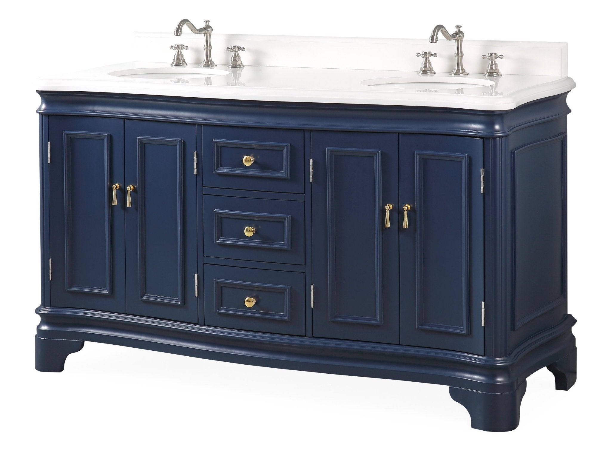 Chans Furniture 2077NB 60" Benton Collection Sesto Navy Blue Bathroom Vanity