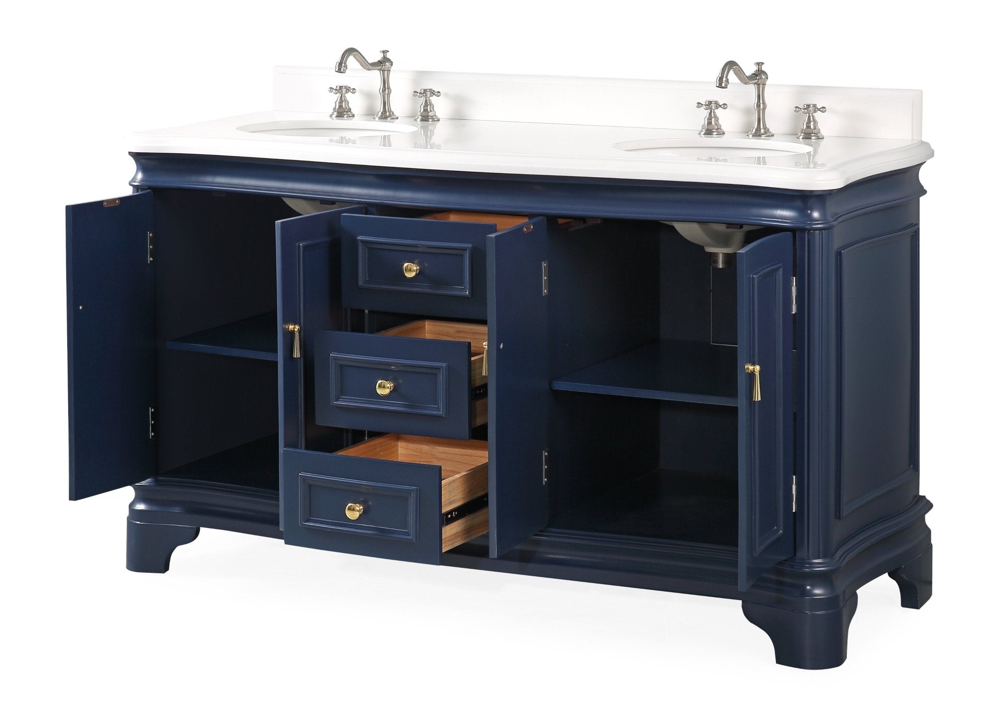 Chans Furniture 2077NB 60" Benton Collection Sesto Navy Blue Bathroom Vanity
