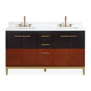 Chans Furniture GD-9822D-60 60 Inch Beatrice Mid-Century Trendy Modern Double Sink Bathroom Vanity